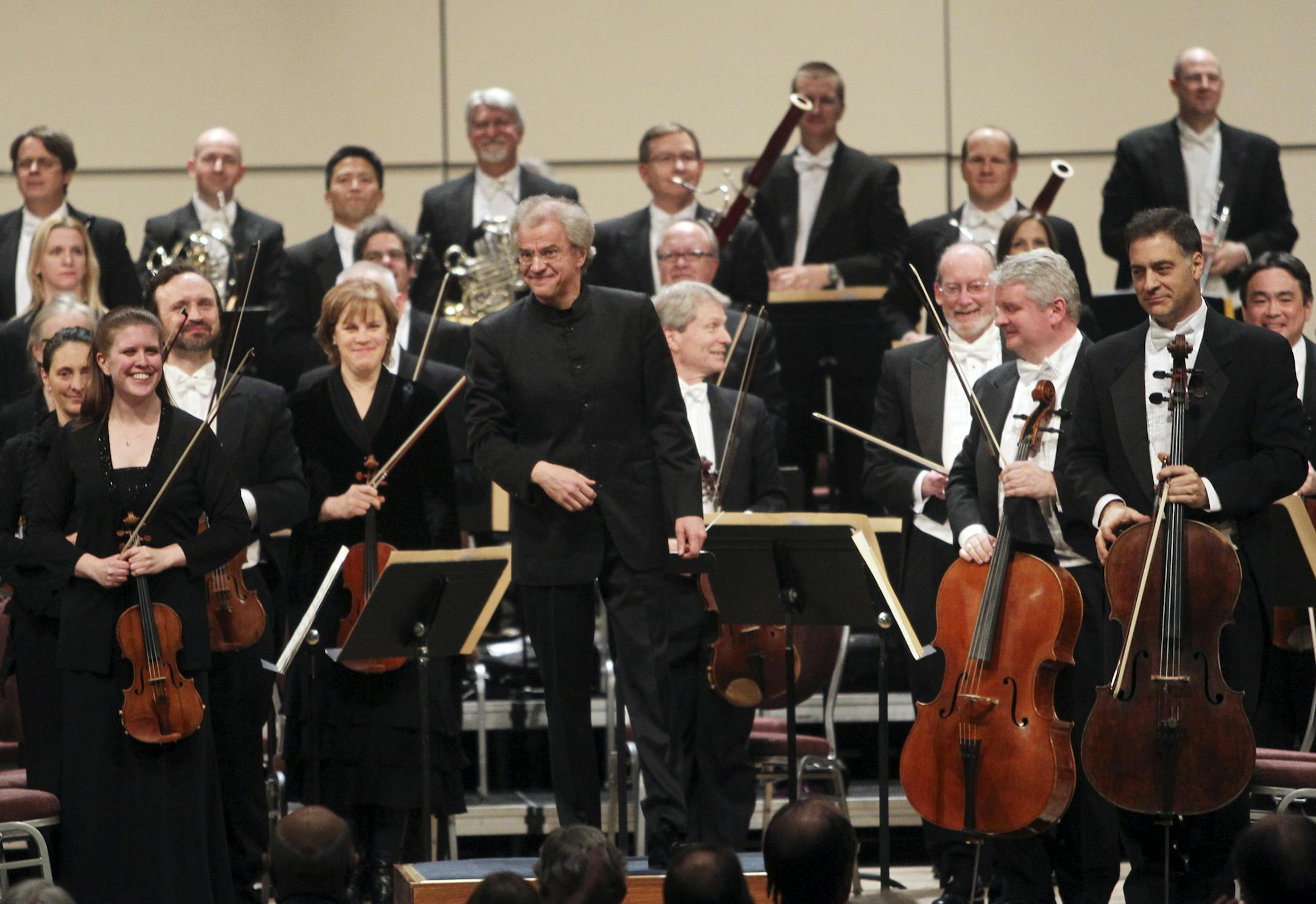 Locked out musicians from the Minnesota Orchestra, led by conductor Osmo Vanska, center, played a concert at the Minneapolis Convention Center that was proposed by Mayor R. T. Rybak to mark the Grammy nominated CD of music of Sibelius Friday, Feb. 1, 2013, in Minneapolis, MN.] (DAVID JOLES/STARTRIBUNE) djoles@startribune.com Locked out musicians from the Minnesota Orchestra, led by conductor Osmo Vanska, with the music of Sibelius, played a concert at the Minneapolis Convention Center that was p