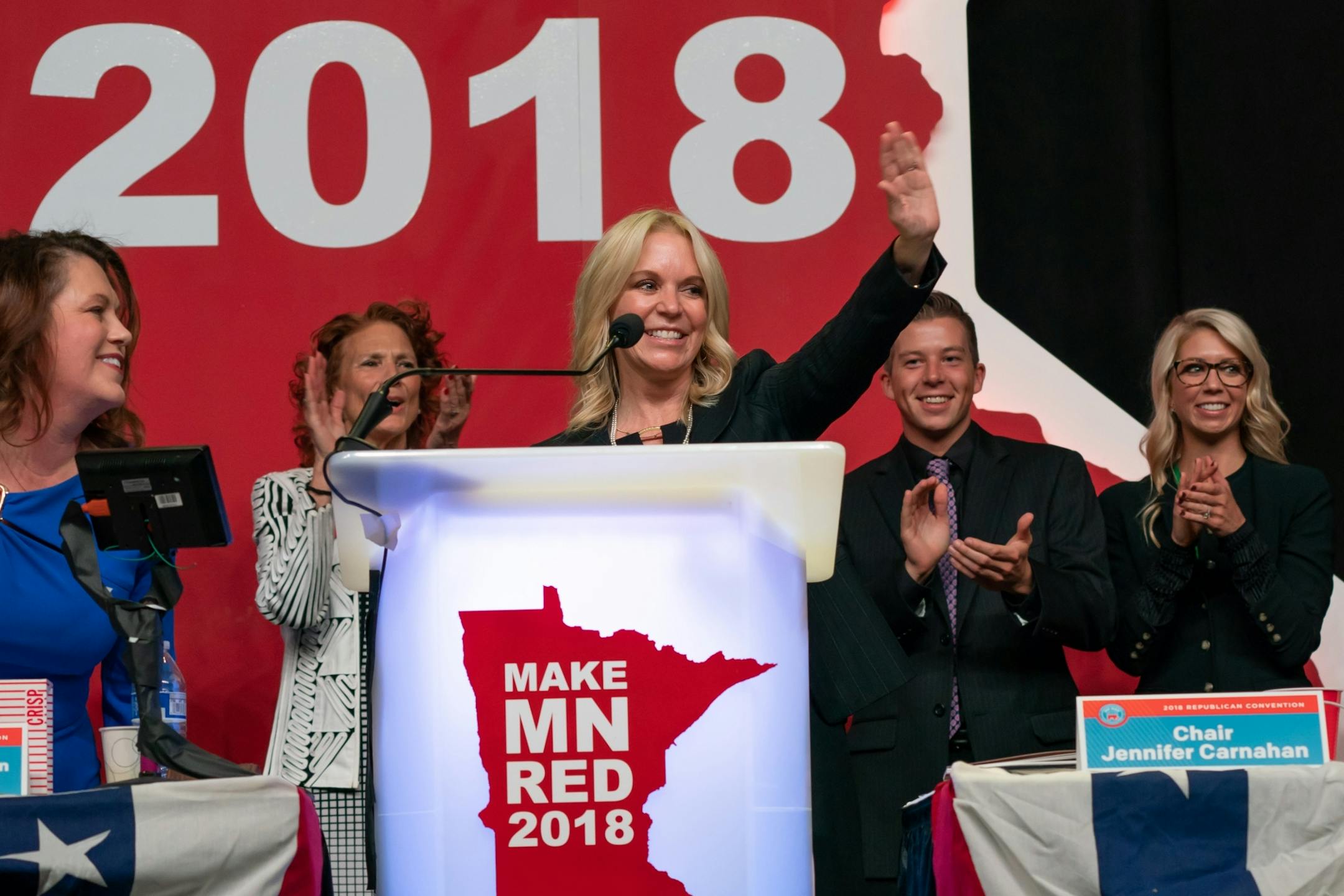 Sen Karin Housley is expected to run against Sen. Tina Smith Housley spoke at the Republican state convention in Duluth.