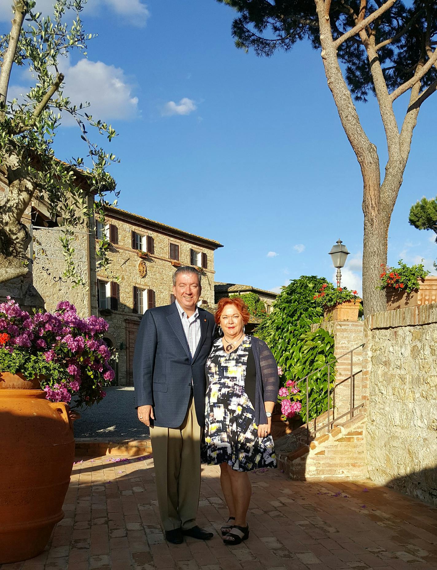 Travel agent John Brawley and his wife, Diane, in Borgo San Felice, near Siena, Italy. Provided photo