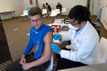 Scott Marszalek receives a monkeypox vaccine Wednesday at a pop-up vaccination site in West Hollywood, Calif. 