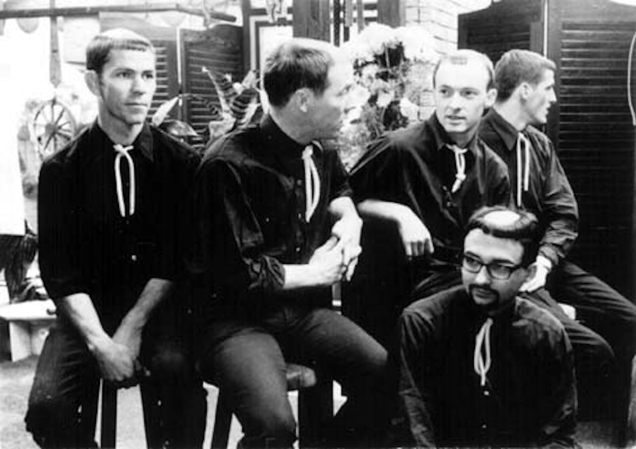 The Monks and their all-in haircuts circa 1966, with Gary Burger second from right (back row).