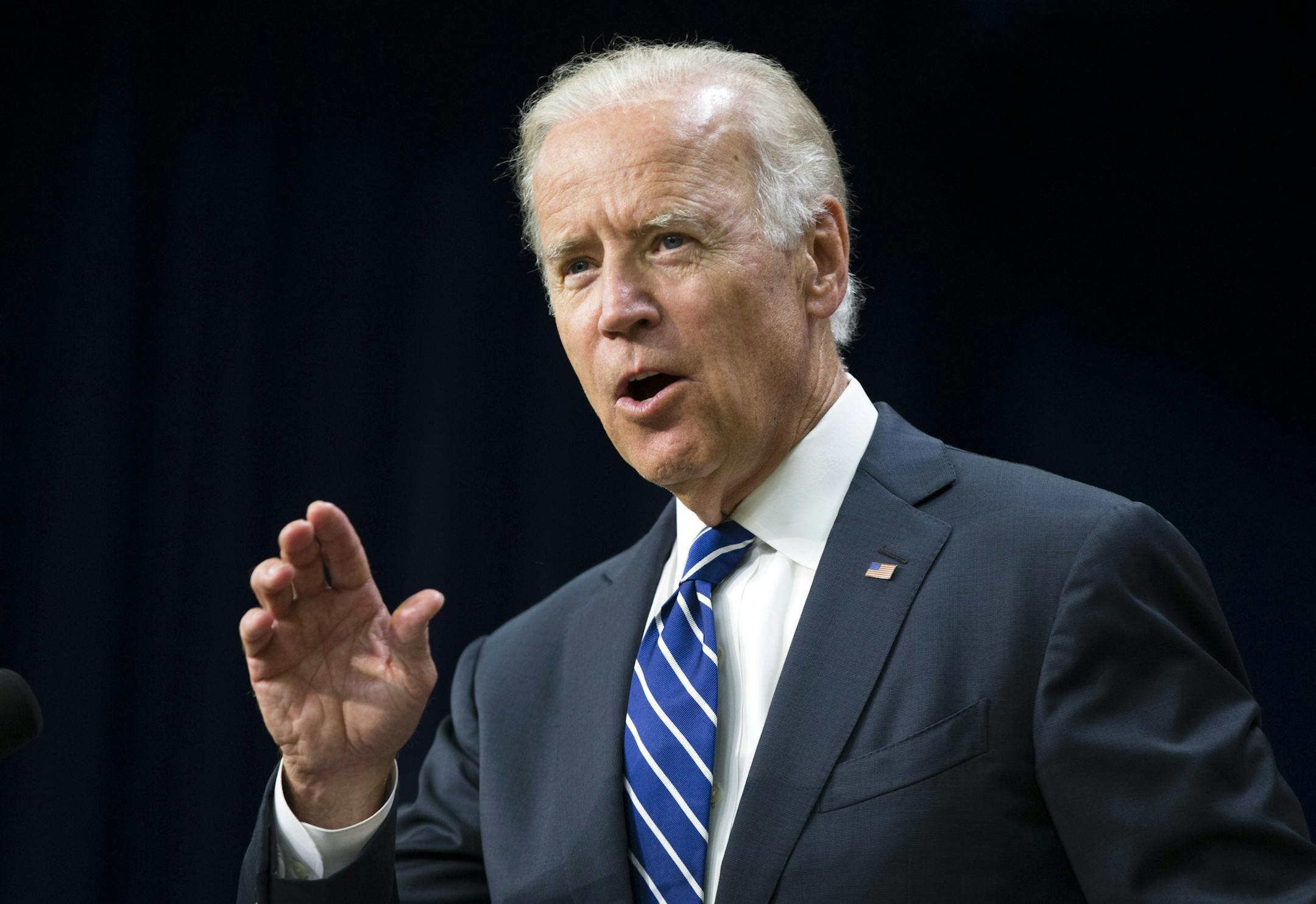 Vice President Joe Biden speaks at the Apprenticeship Summit in the East Court Auditorium on the White House complex, on Tuesday, Sept. 8, 2015, in Washington. (AP Photo/Evan Vucci) ORG XMIT: DCEV111