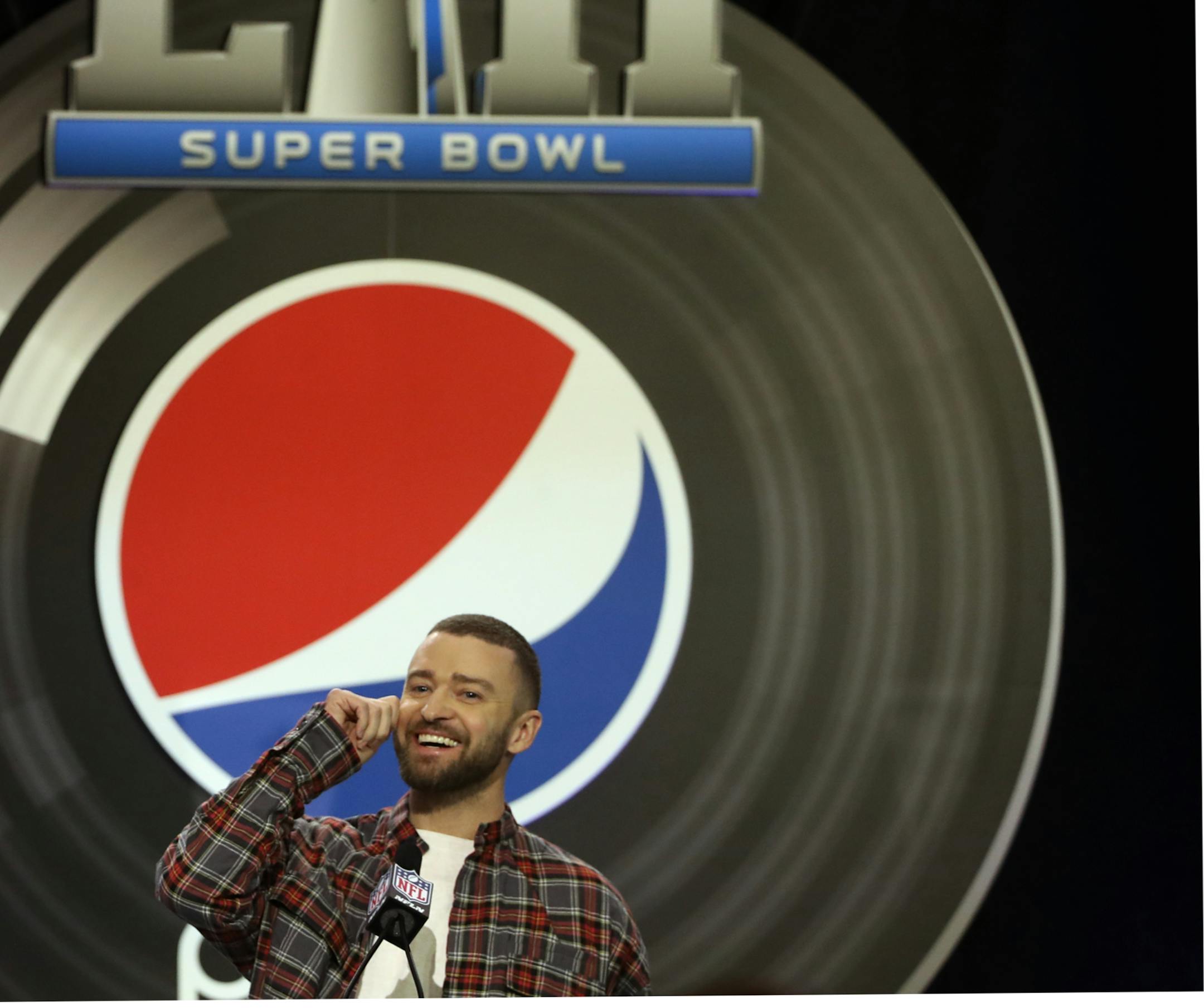 Justin Timberlake spoke during press conference at the Hilton Hotel about his performance at the Super Bowl half time show Feb 1, 2017 Minneapolis, MN.] JERRY HOLT ï jerry.holt@startribune.com