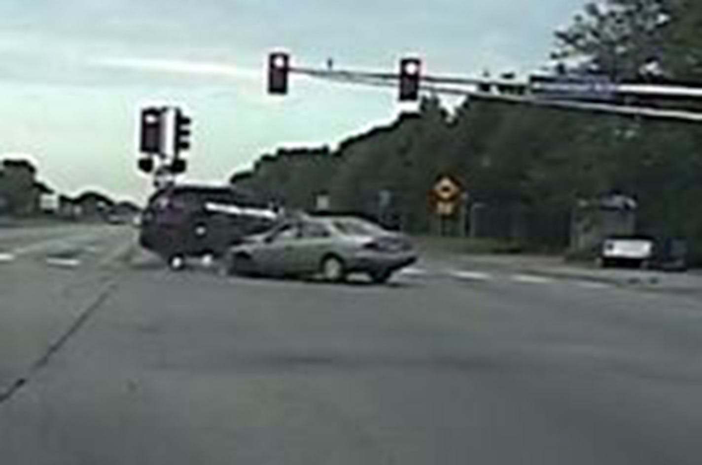 A picture of the crash Friday taken from dashcam video released by Fridley police.