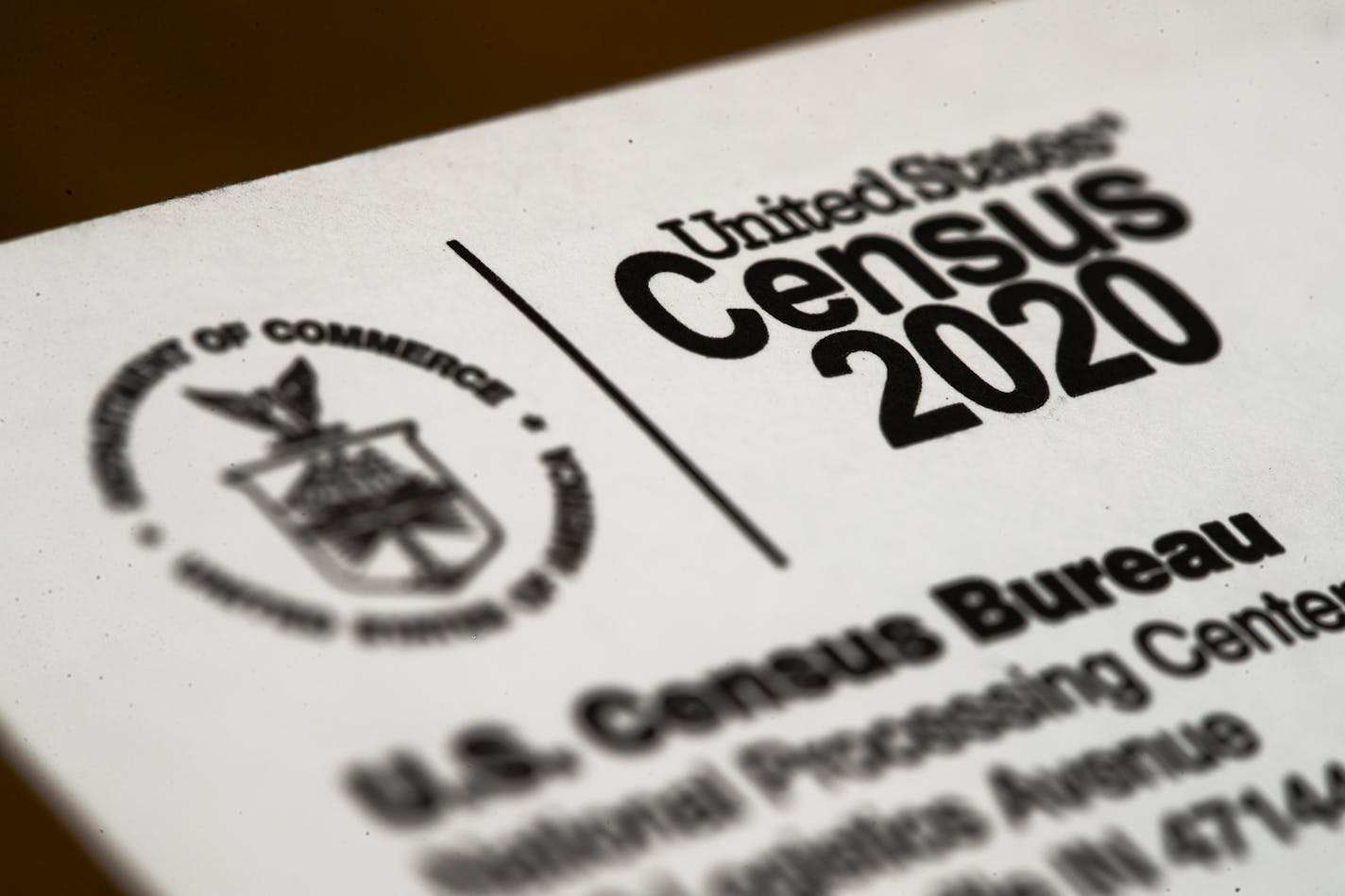 An envelope containing a 2020 census letter mailed to a U.S. resident, in Glenside, Pa.