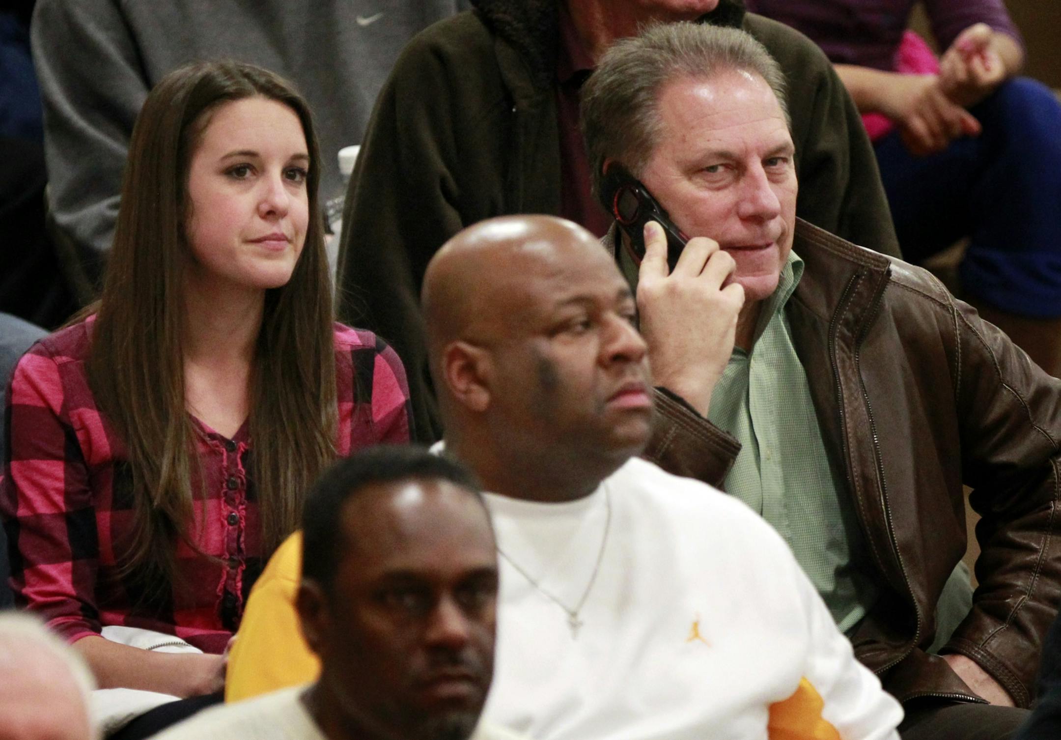 Michigan State head basketball Coach Tom Izzo was at the Apple Valley vs. Eden Prairie game scouting Apple Valley sophomore Tyus Jones.