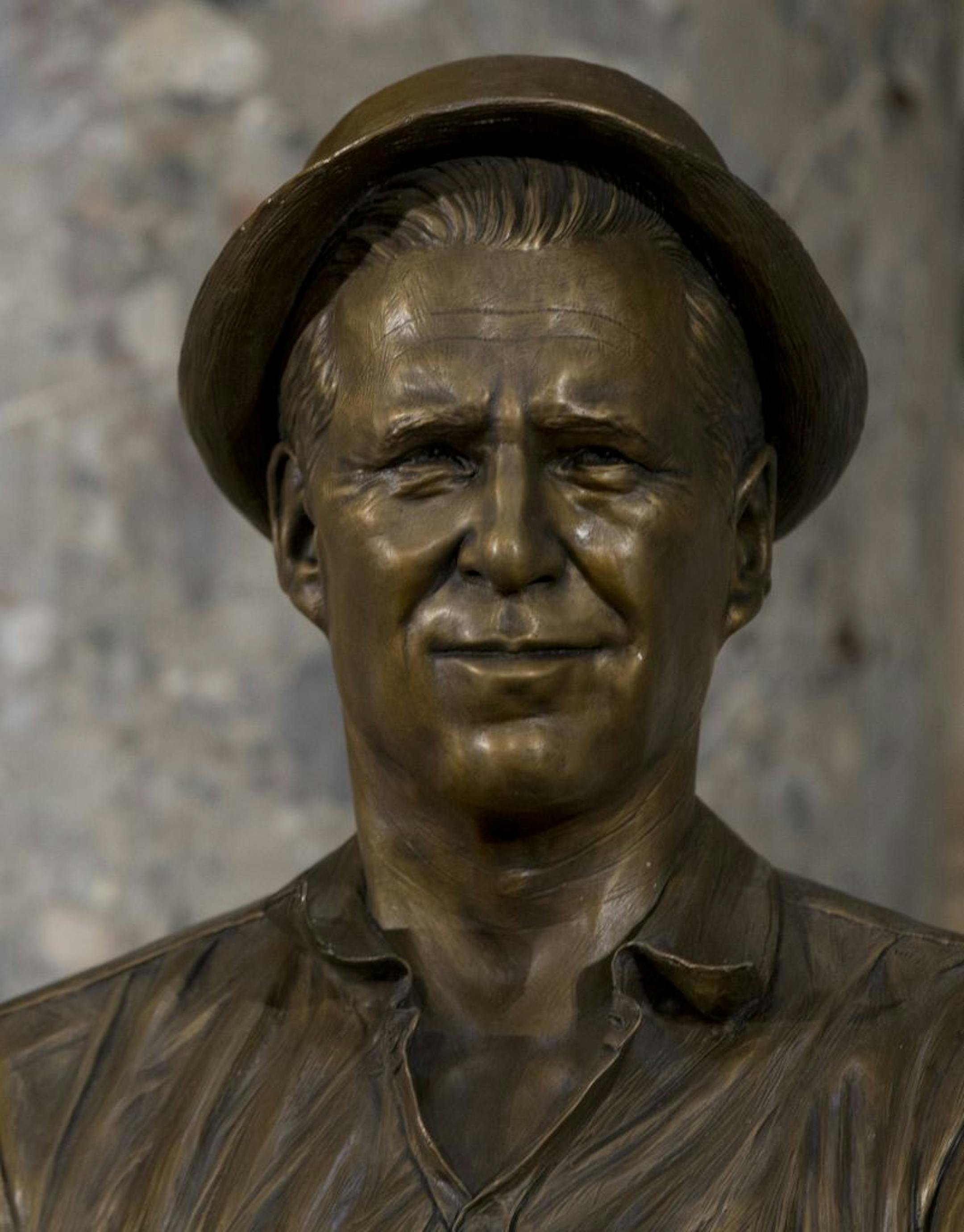 The head of a new statue of the late Dr. Norman E. Borlaug is seen on Capitol Hill in Washington, Tuesday, March 25, 2014.