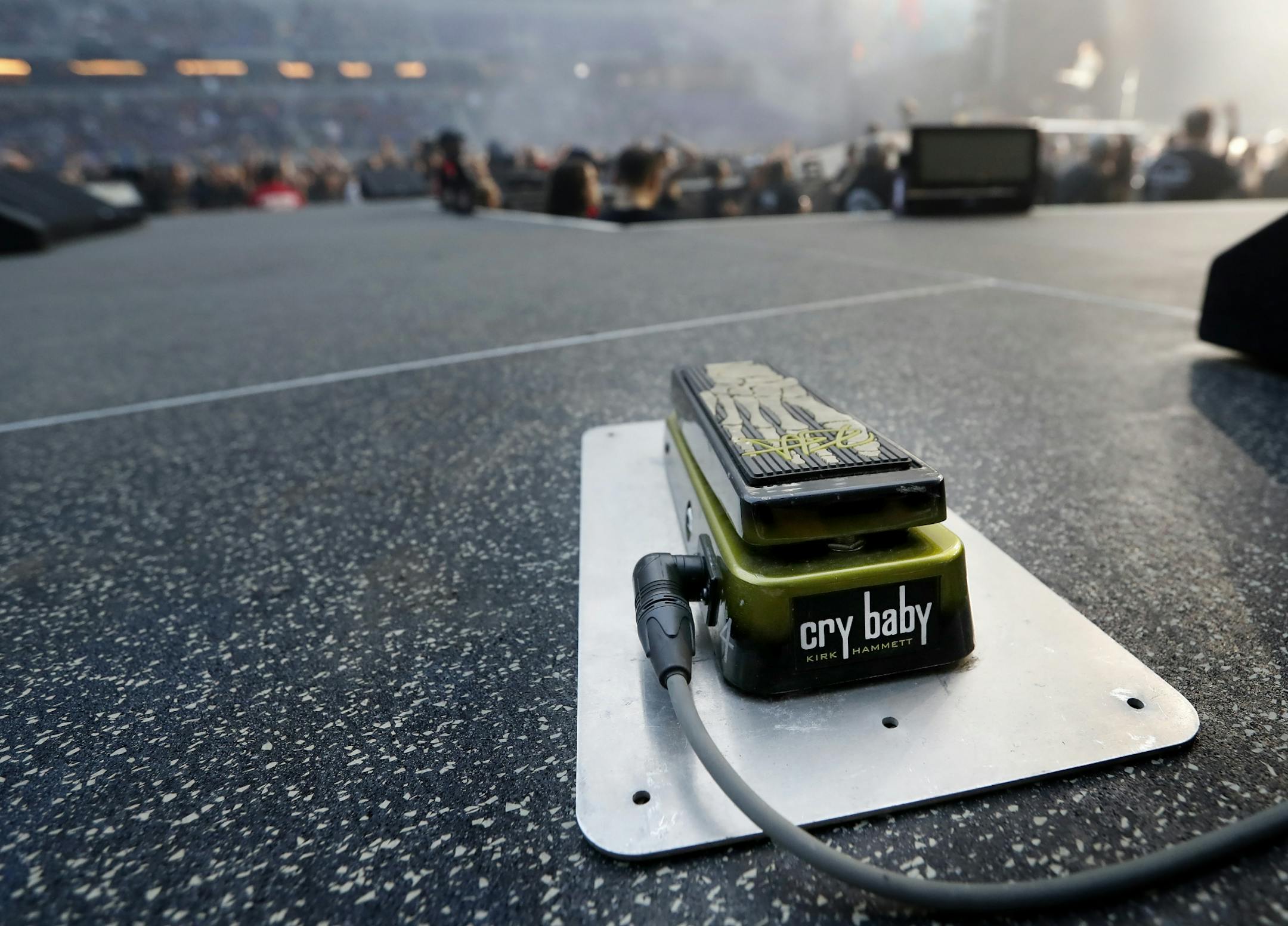 The signature Cry Baby wah wah pedal of Metallica lead guitarist Kirk Hammett.