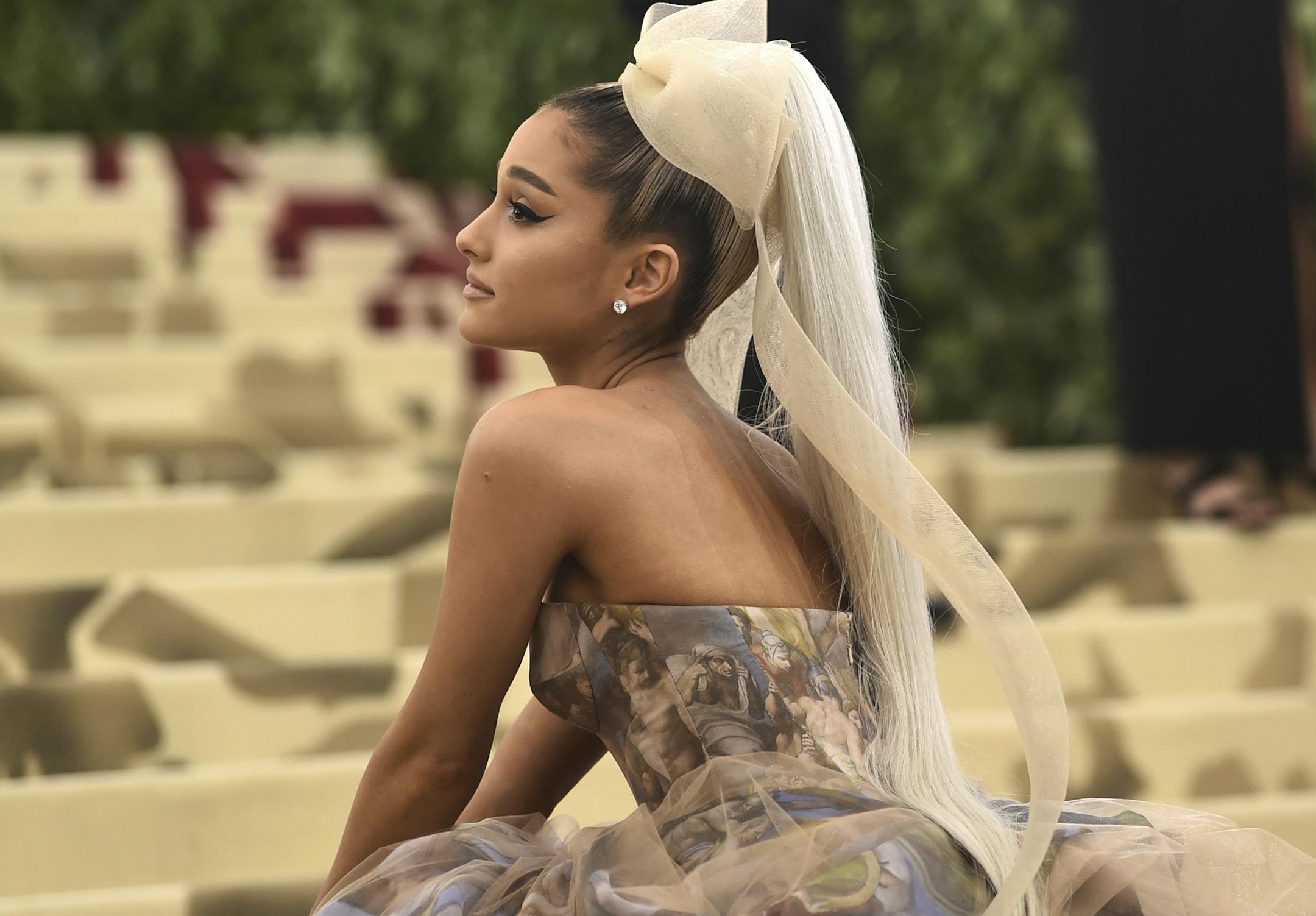Ariana Grande attends The Metropolitan Museum of Art's Costume Institute benefit gala celebrating the opening of the Heavenly Bodies: Fashion and the Catholic Imagination exhibition on Monday, May 7, 2018, in New York. (Photo by Evan Agostini/Invision/AP) ORG XMIT: INVW