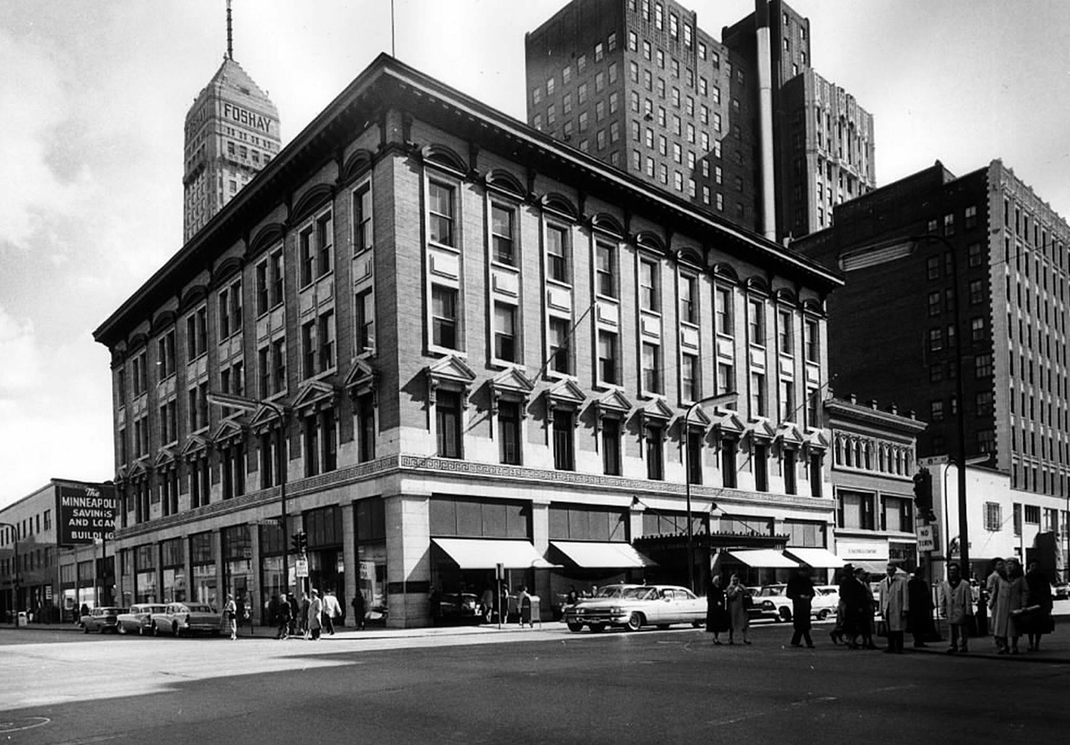 NIC9: Nicollet Avenue and 8th Street 1960: John W. Thomas. One of the city’s oldest and most distinguished retailers was 41 years old when it relocated into this building in 1908. The store closed in 1965 and the building (designed by Butler Square architect Harry Wild Jones) was demolished a few years later.