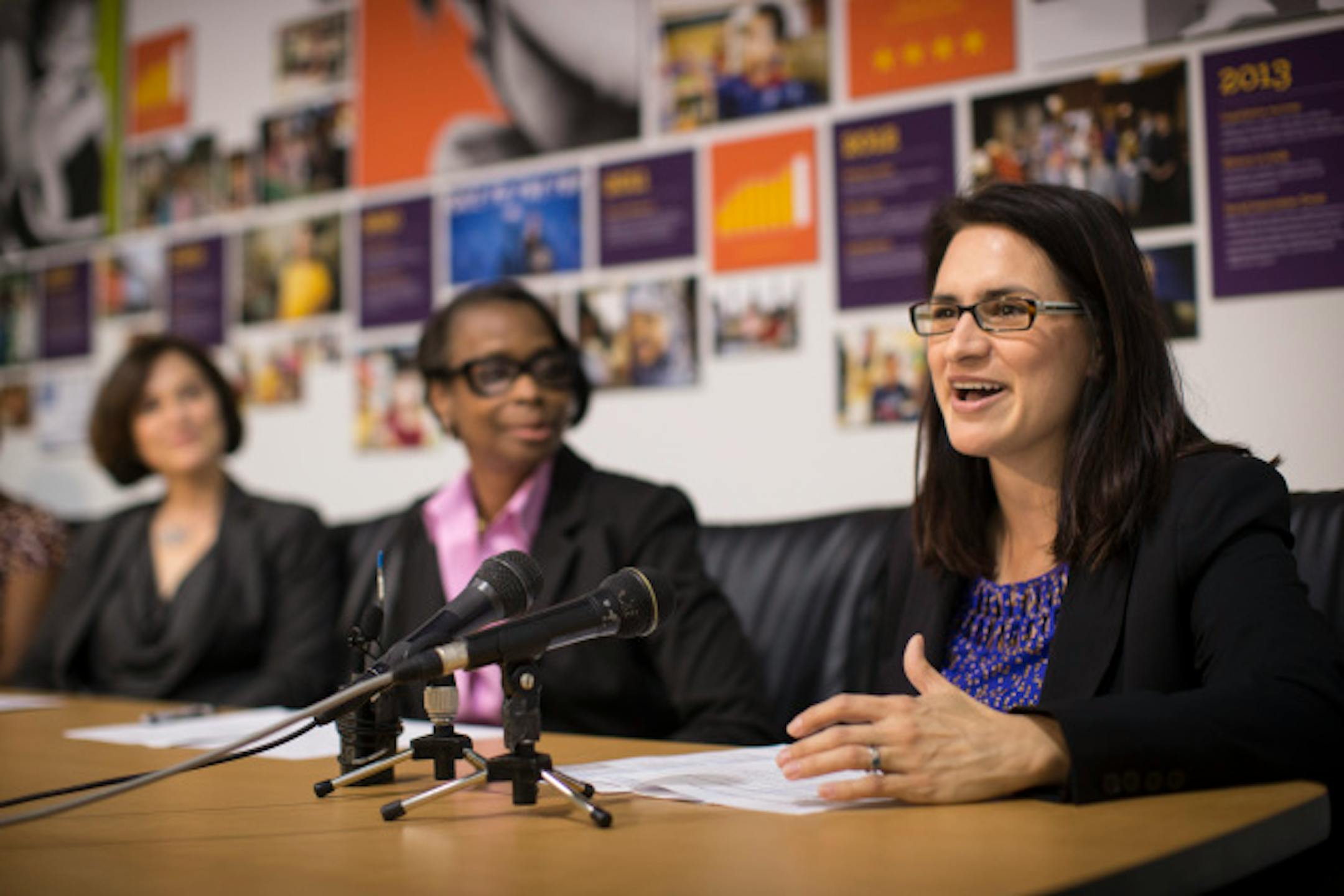 Executive director of the Children's Defense Fund- MN Peggy Flanagan spoke at a press conference where Mayor Betsy Hodges unveiled her Cradle to K Cabinet's final recommendations for improving the lives of very young Minneapolis children and their families at Way to Grow on Monday, May 18, 2015, in Minneapolis, Minn.  ] RENEE JONES SCHNEIDER '  reneejones@startribune.com The Cradle to K Cabinet is a plan to eliminate disparities for children in the City of Minneapolis prenatally to three years old