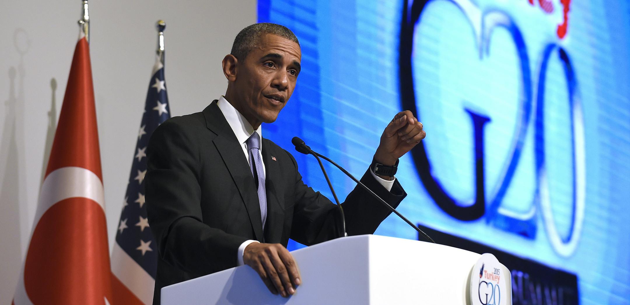 President Barack Obama speaks during a news conference following the G-20 Summit in Antalya, Turkey, Monday, Nov. 16, 2015. (AP Photo/Susan Walsh) ORG XMIT: MIN2015111612504433