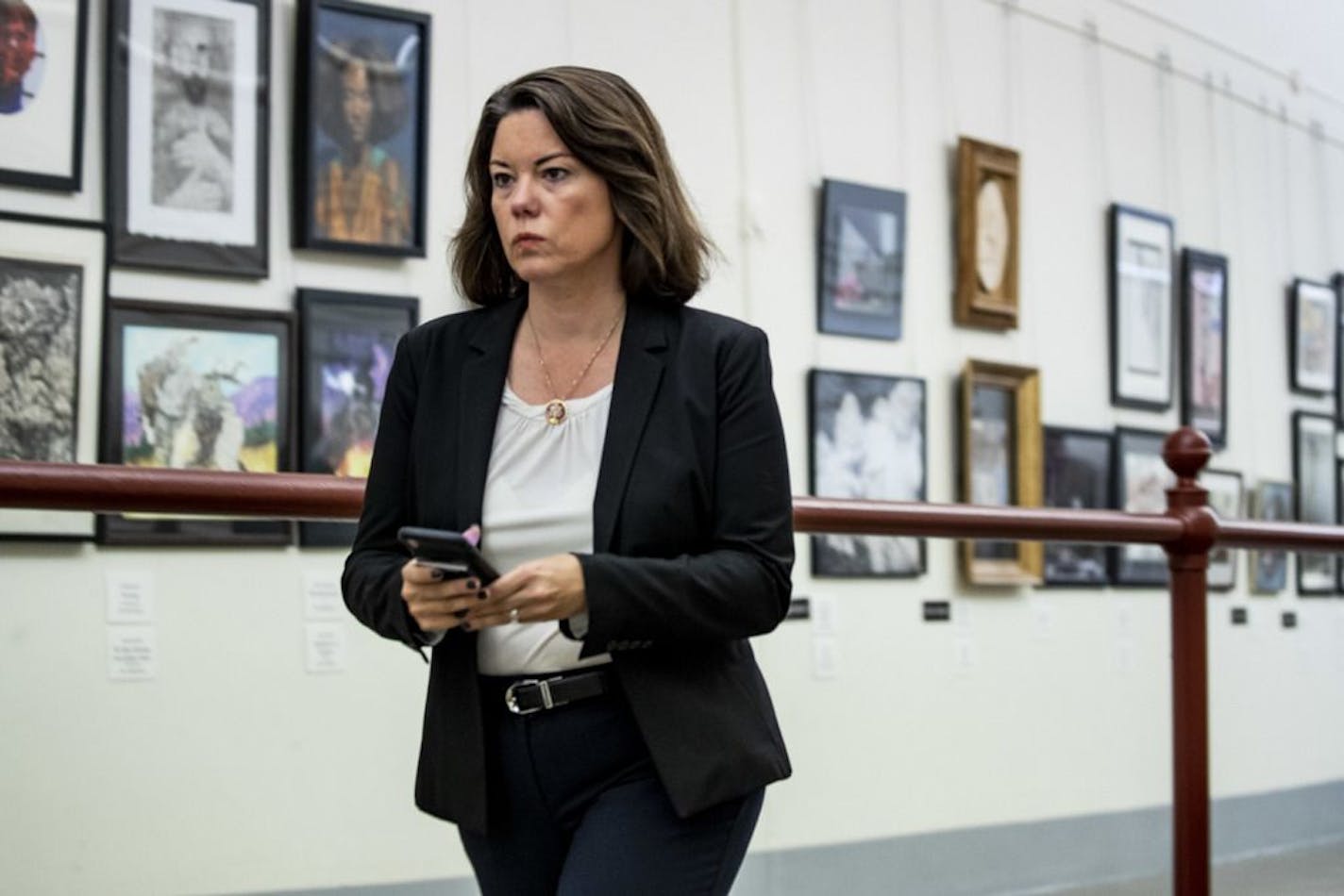 Rep. Angie Craig (D-Minn.) heads to a vote on the House Floor, on Capitol Hill in Washington, Sept. 27, 2019.