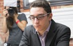 Fabiano Caruana playing in the 2014 Sinquefield Cup at the Chess Club and Scholastic Center of St. Louis.