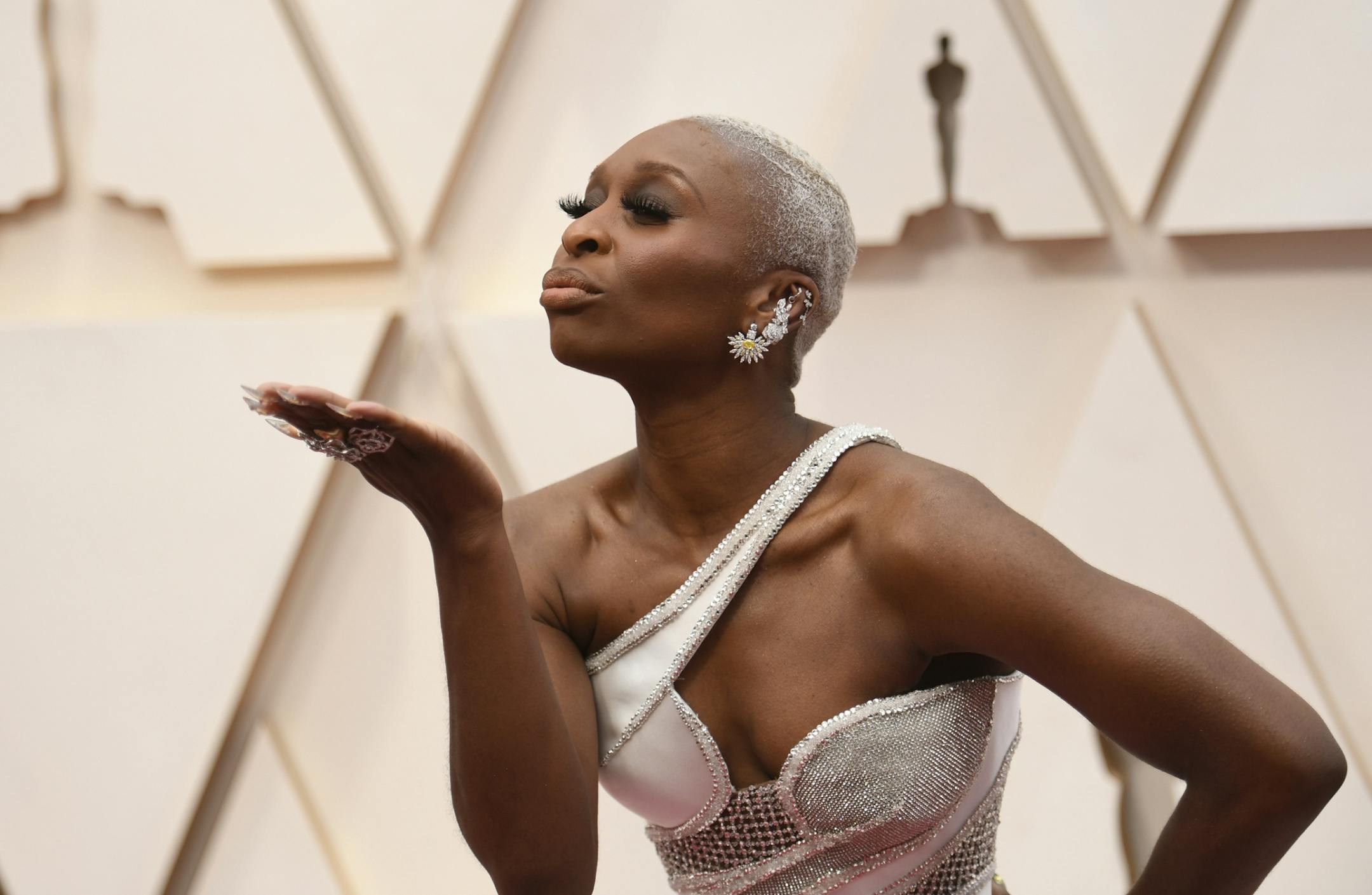 Cynthia Erivo arrives at the Oscars on Sunday, Feb. 9, 2020, at the Dolby Theatre in Los Angeles.