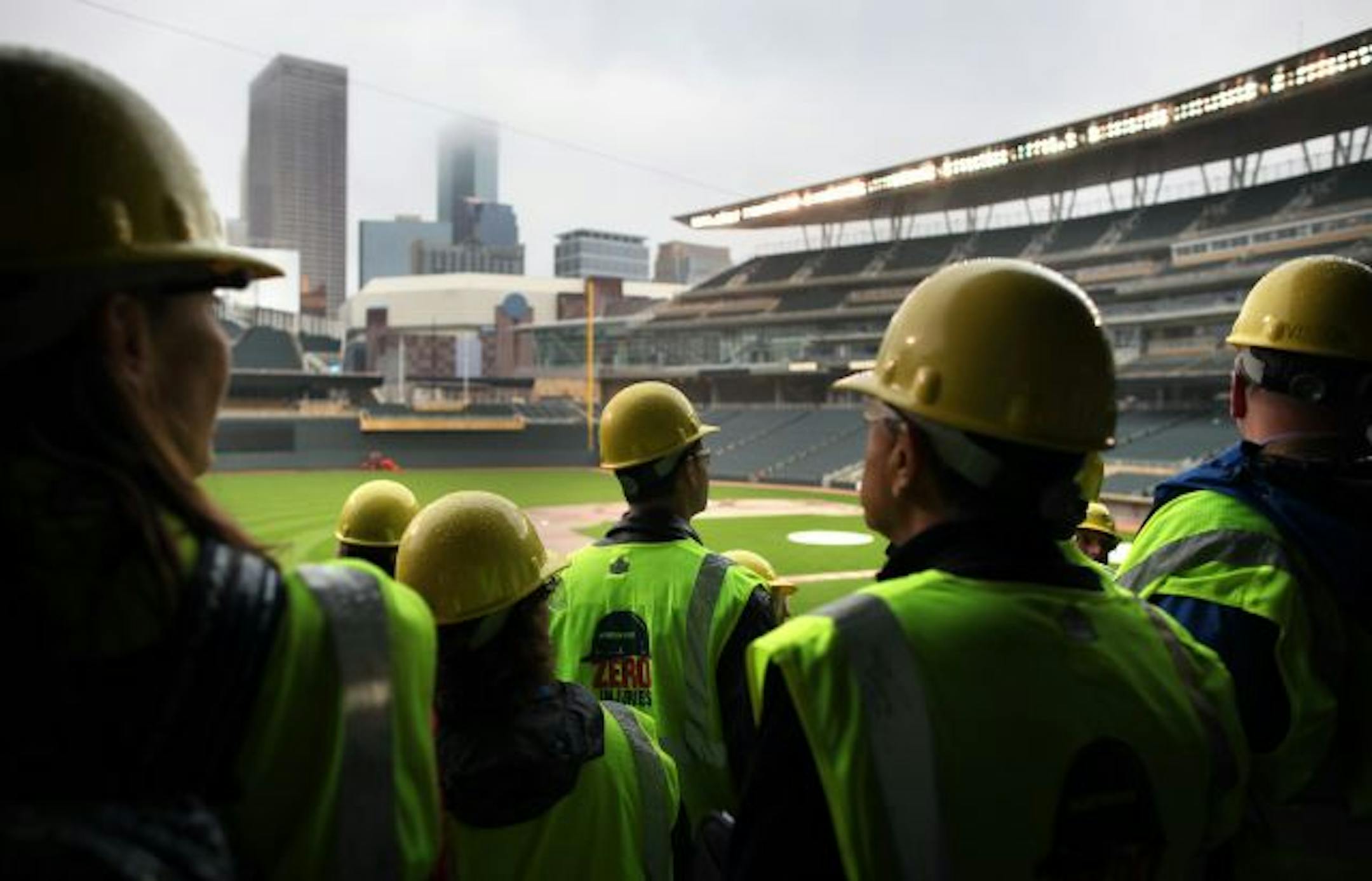The group of Twins and Ballpark Authority officials, government officials and others involved toured the new stadium Wednesday after their ride into downtown on the Northstar commuter rail.