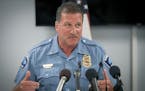FILE - In this July 30, 2018 file photo, Minneapolis Police Union President Lt. Bob Kroll speaks during a news conference in Minneapolis. Talk of chan