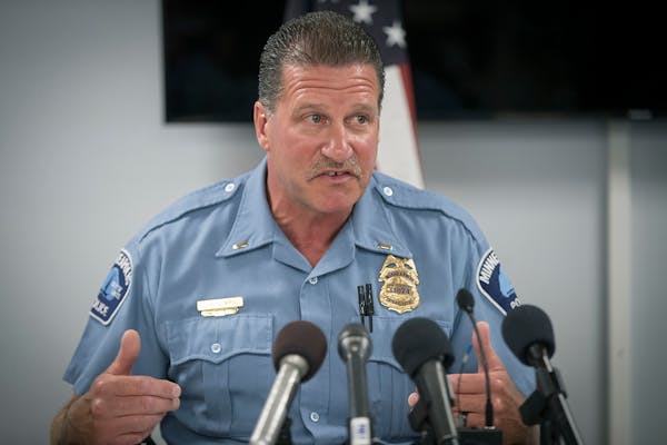 FILE - In this July 30, 2018 file photo, Minneapolis Police Union President Lt. Bob Kroll speaks during a news conference in Minneapolis. Talk of chan