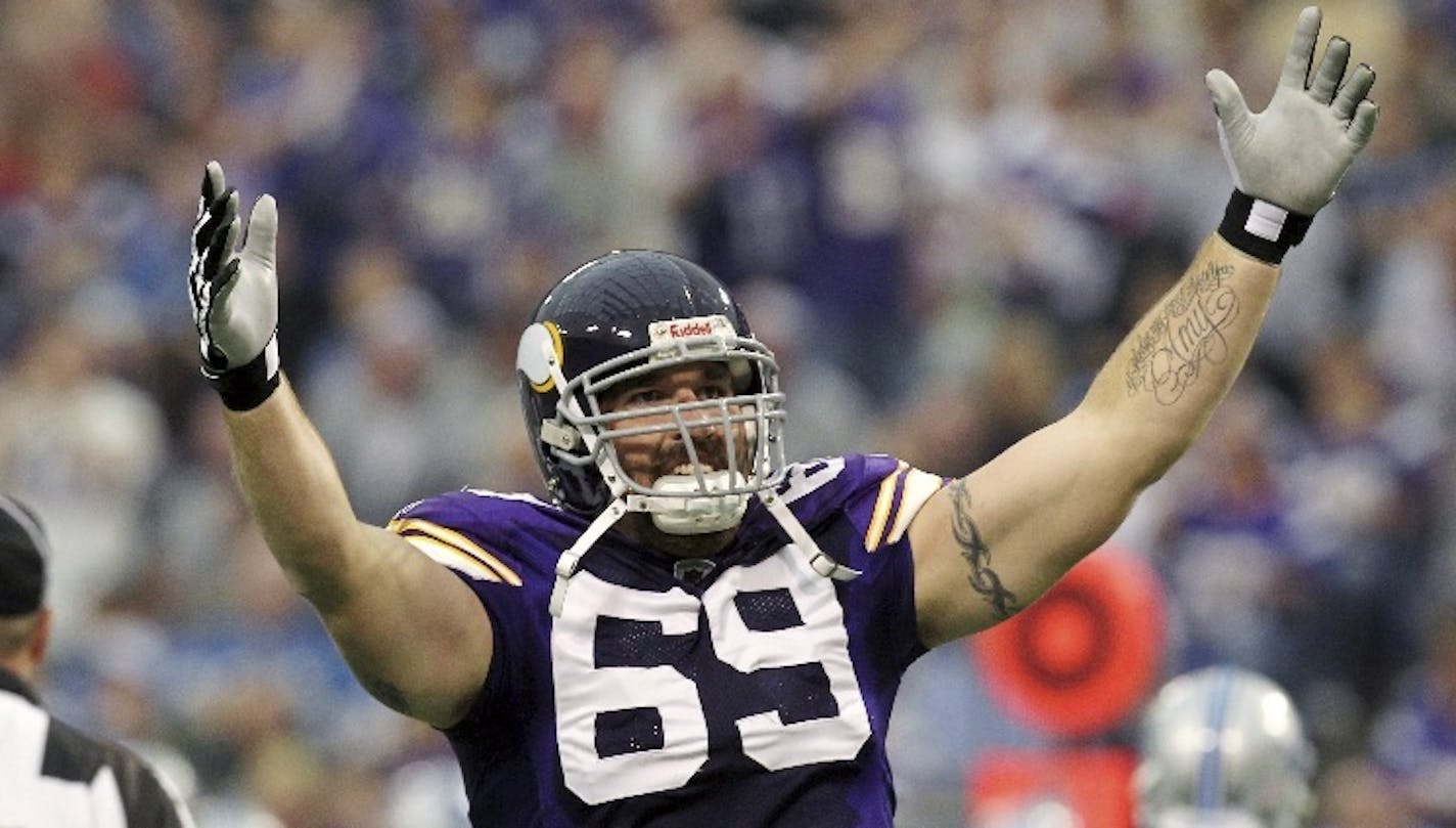 Jared Allen ranks 12th on the NFL's career sacks list with 136. Allen had 85 1/2 of his sacks in six seasons with the Vikings (2008-13).