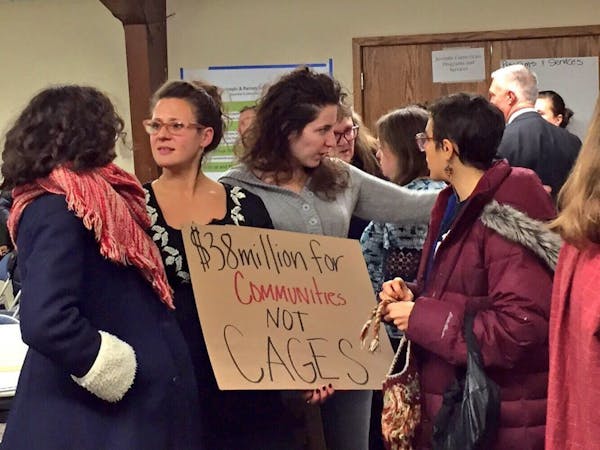 Protesters came to the fourth of seven commuity input meetings on Hennepin and Ramsey counties' plans for a joint juvenile treatment center.