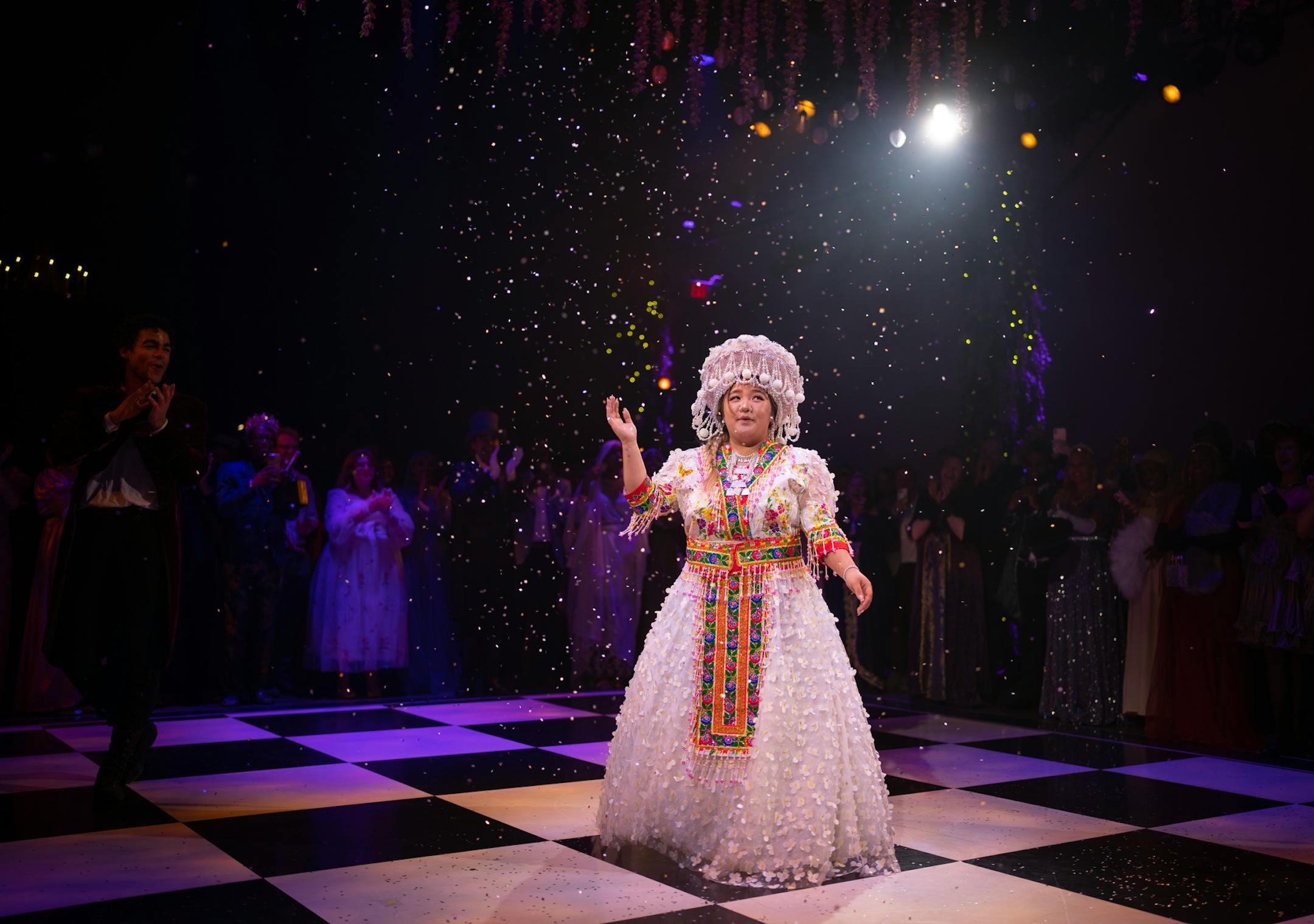 Rose Yang was showered with confetti after she was chosen by the Queen to be the diamond of the season on opening night of The Queen's Ball: A Bridgerton Experience.