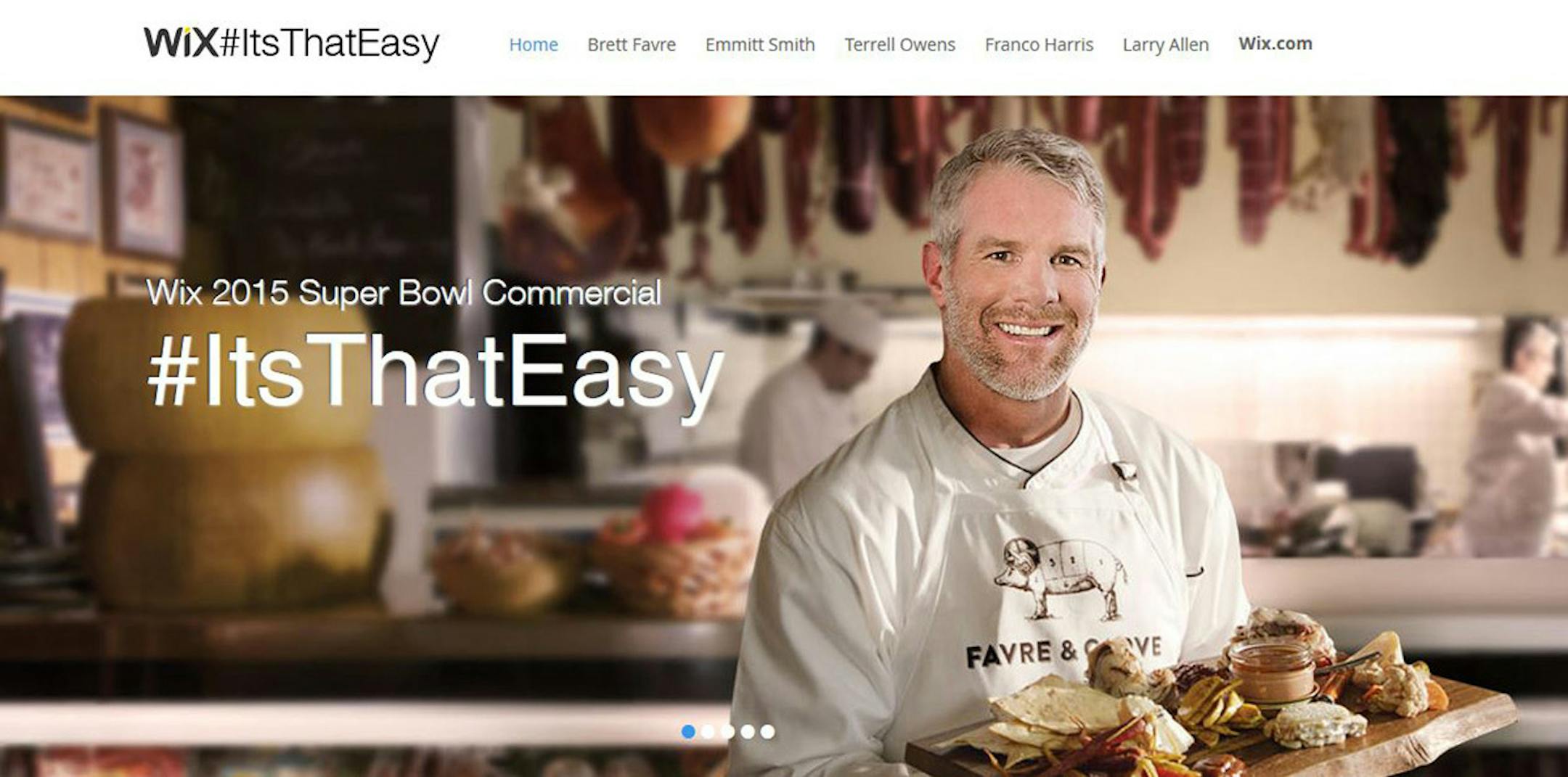Screen grab from the wix.com website featuring "Favre and Carve."
