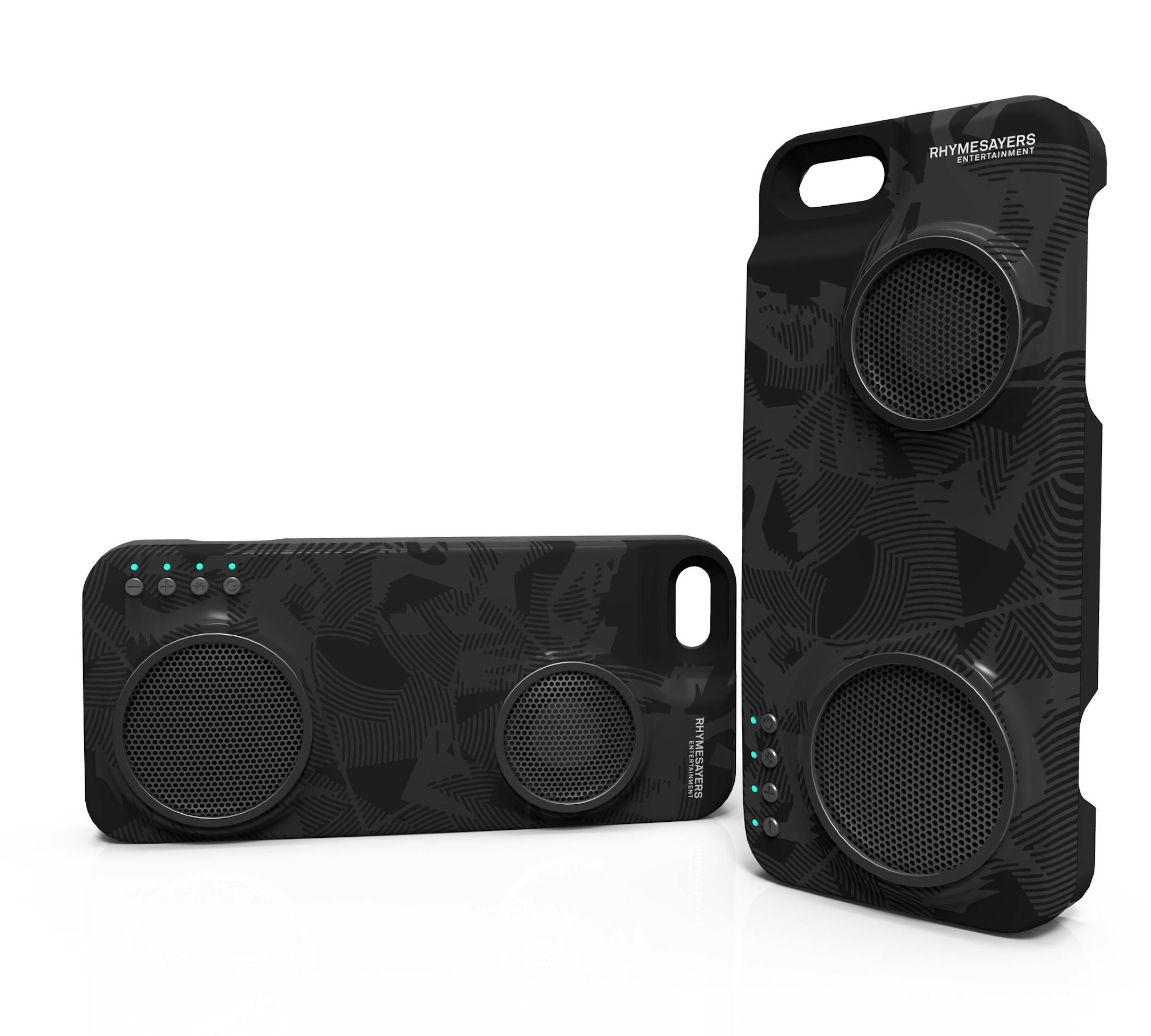 The case, for iPhone 6 Plus, has two speakers.