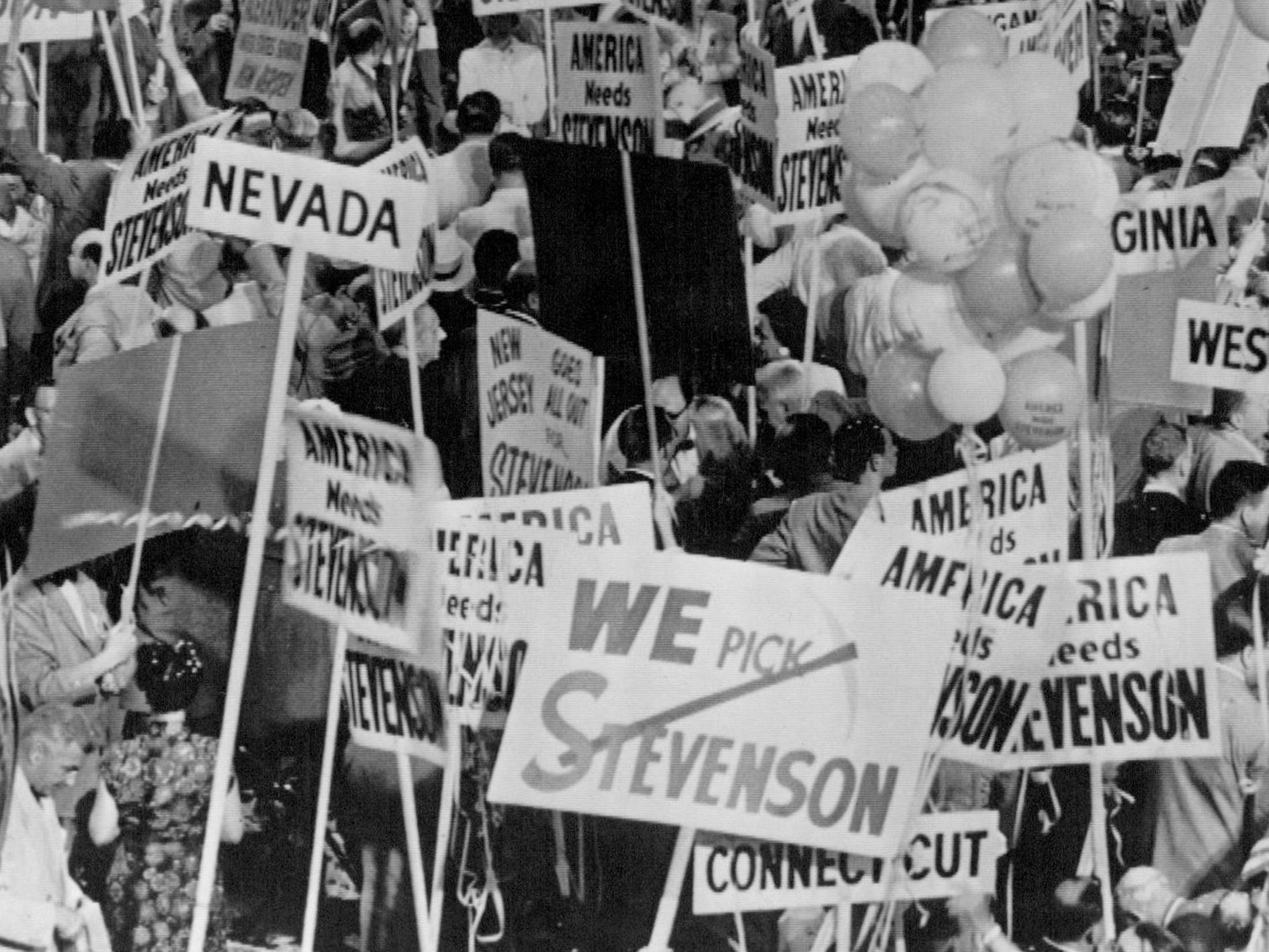 July 24, 1952 THE floor of the Democratic national convention was jammed with cheering delegates (above) Thursday after the name of Illinois' Gov. Adlai Stevenson was placed in nomination for the presidency. July 25, 1952 AP Wirephoto; Minneapolis Star Tribune