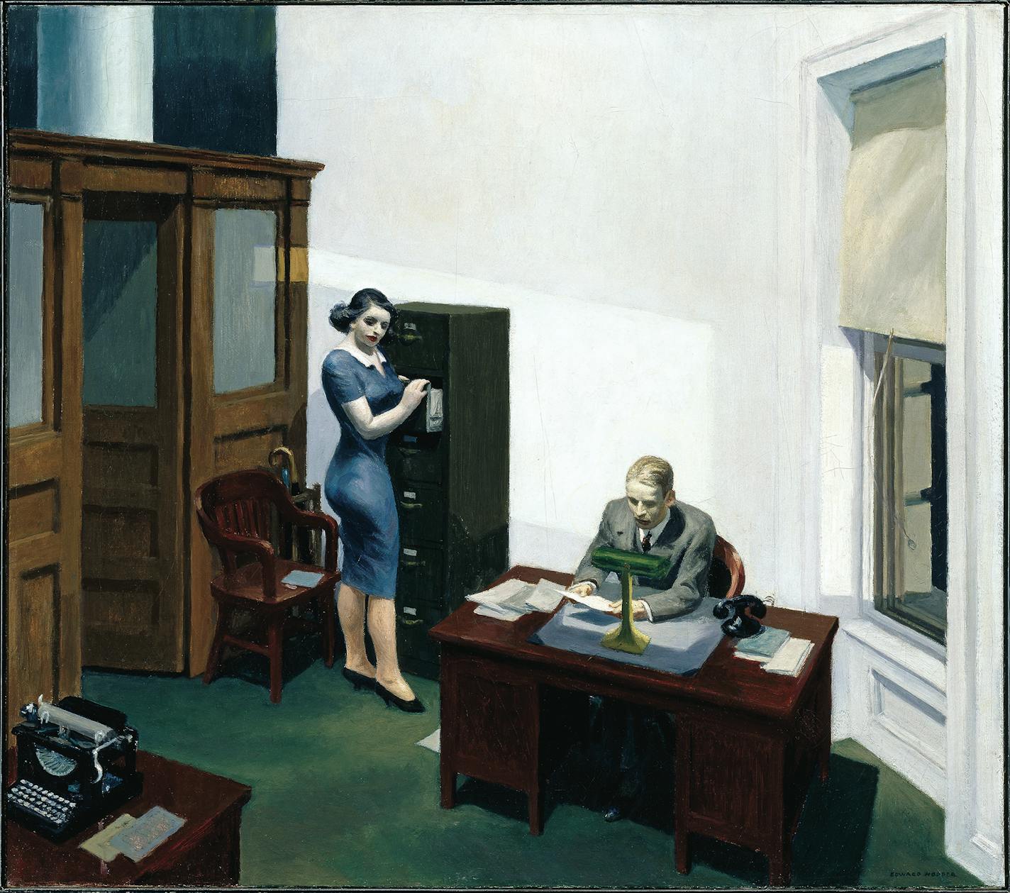 "Office at Night" by artist Edward Hopper is among the collection at the Walker Art Center in Minneapolis. credit: Provided by Walker Art Center Edward Hopper (1882-1967) Office at Night, 1940 Oil on canvas, 22 3/16 x 25 1/8 in. (56.4 x 63.8 cm) Walker Art Center, Minneapolis; Gift of the T.B. Walker Foundation, Gilbert M. Walker Fund