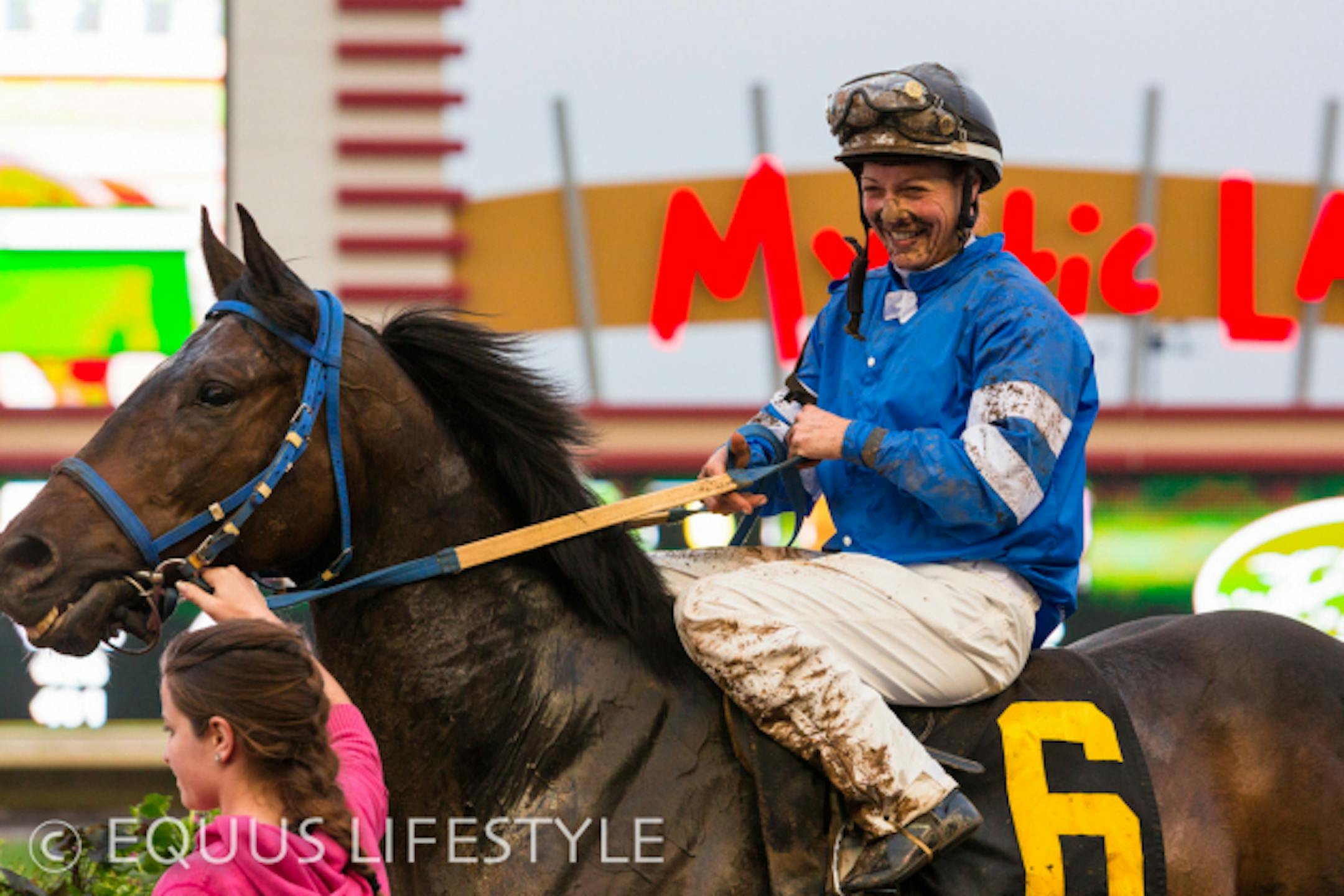 Jockey Lori Keith on Marathon Moon (3rd race).