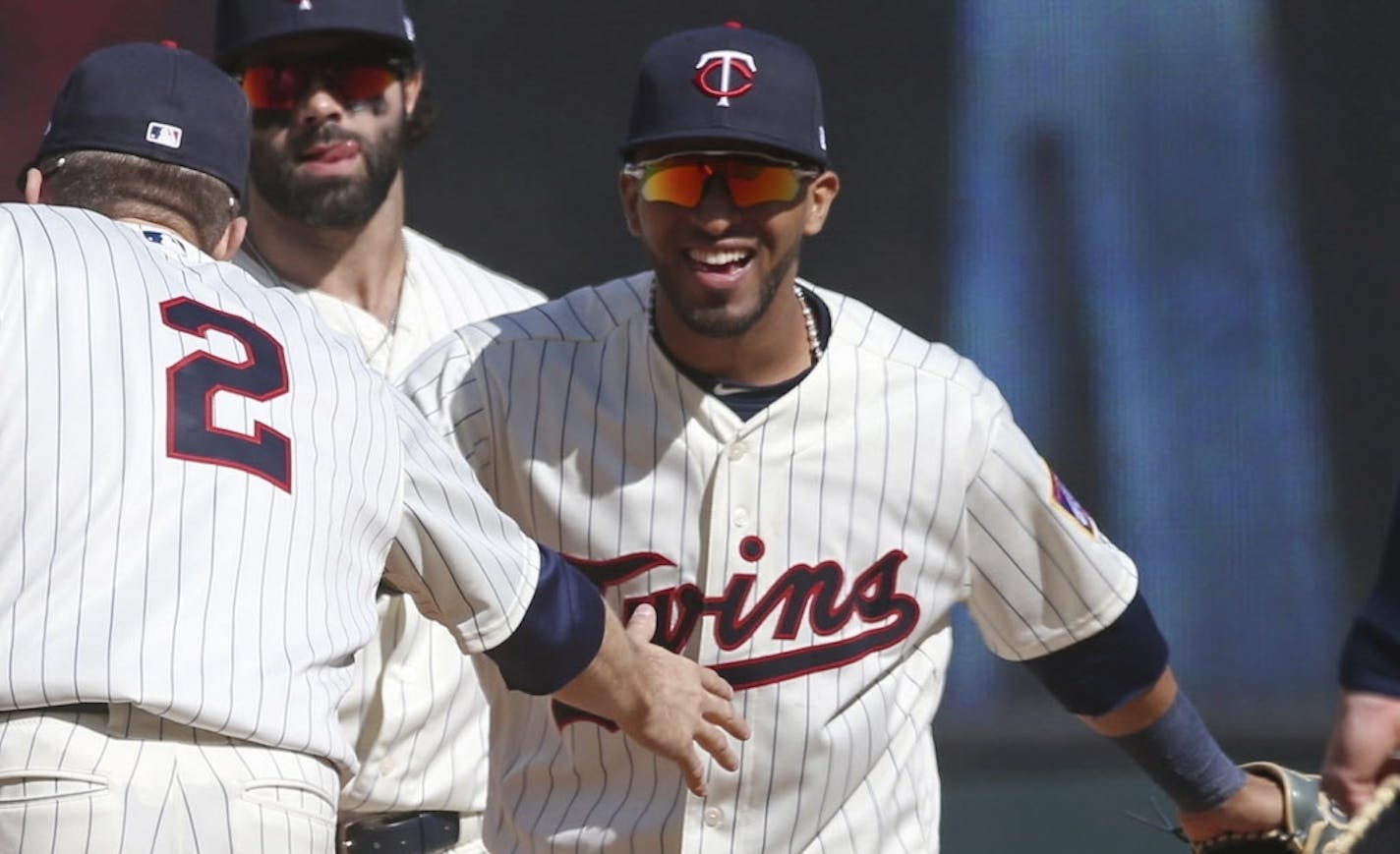 Eddie Rosario, right, displayed his talents all over Target Field during the recent homestand.