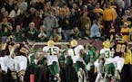 North Dakota State defensive back Marcus Williams (1), who played high school football for Hopkins, scored after a pass interception against the Gophe