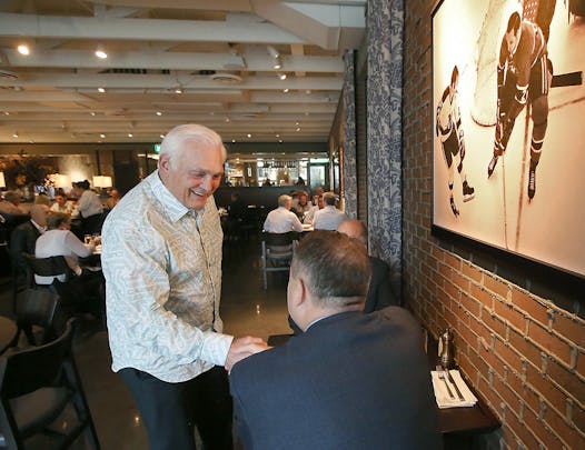 Lou Nanne greeted patrons during the lunch rush at his restaurant.