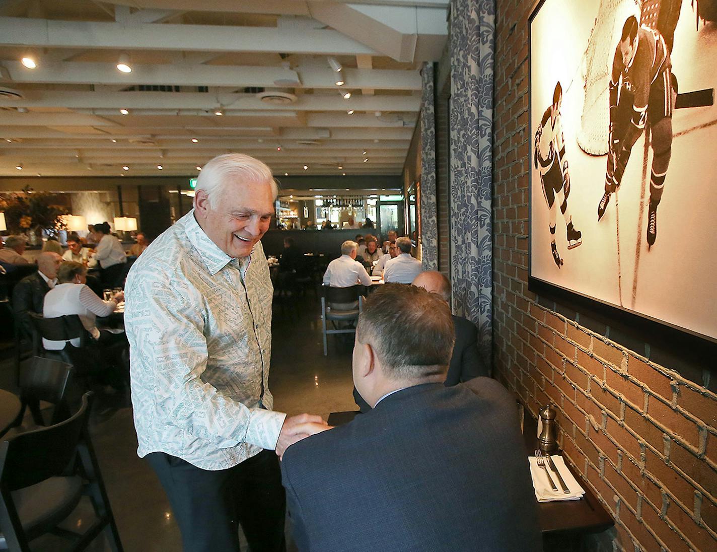 Lou Nanne greeted patrons during the lunch rush at his restaurant.