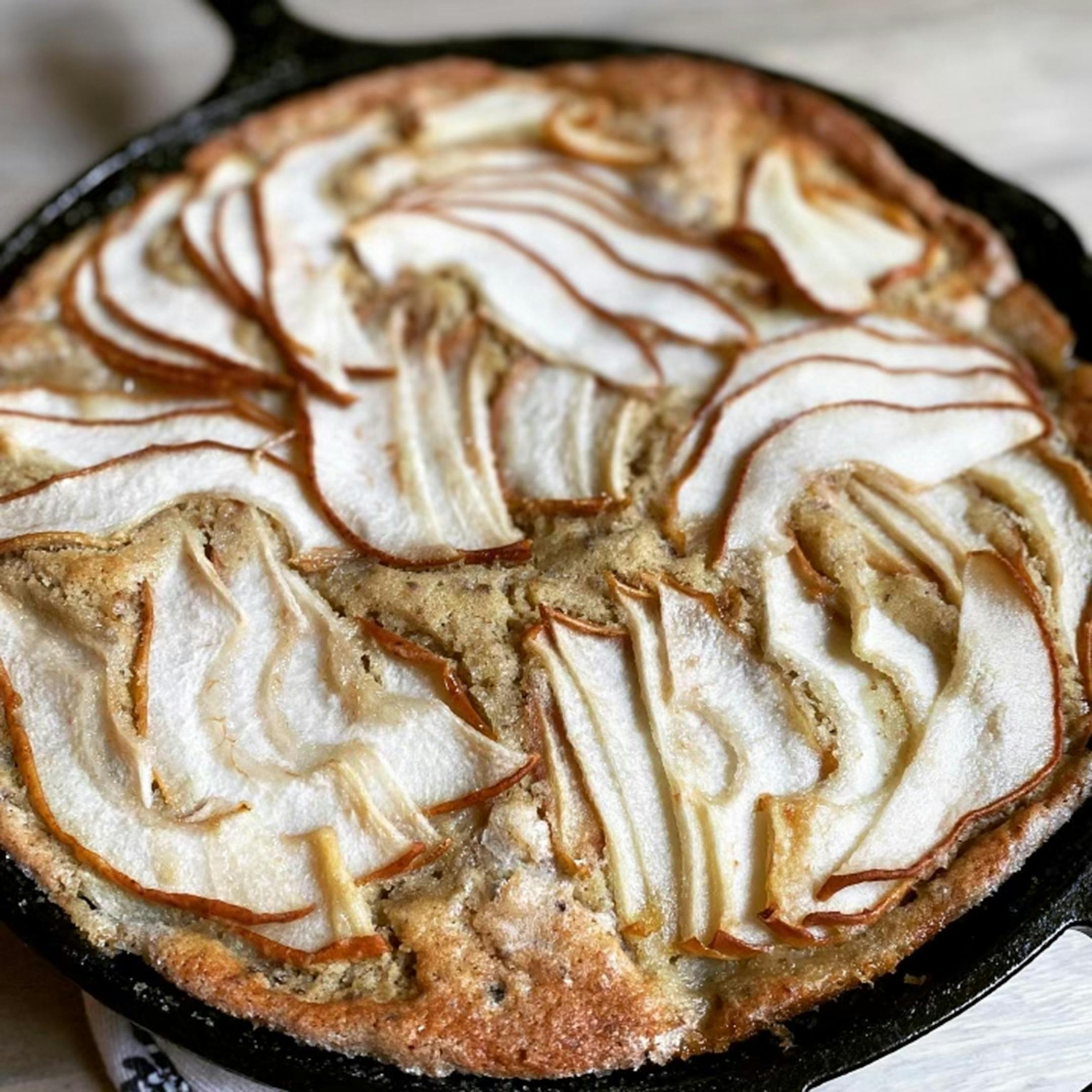 Credit: Barrett Radziun Musician Barrett Radziun is baking his way through Claire Saffitz's "Dessert Person." Pear Chestnut Cake.