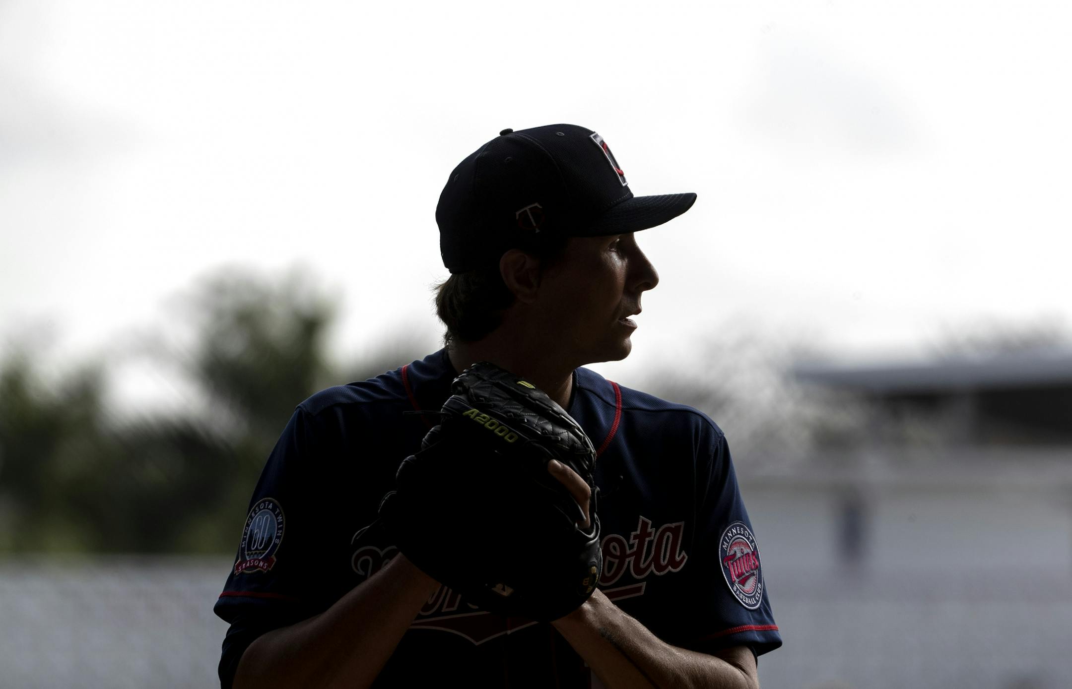 Minnesota Twins pitcher Homer Bailey threw in the bullpen.