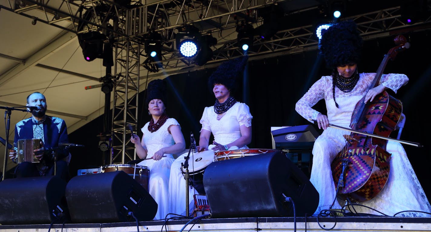 DakhaBrakha performs at the 2014 Bonnaroo Music and Arts Festival on Friday, June 13, 2014, in Manchester, Tennessee. (Photo by John Davisson/Invision/AP) ORG XMIT: INVW