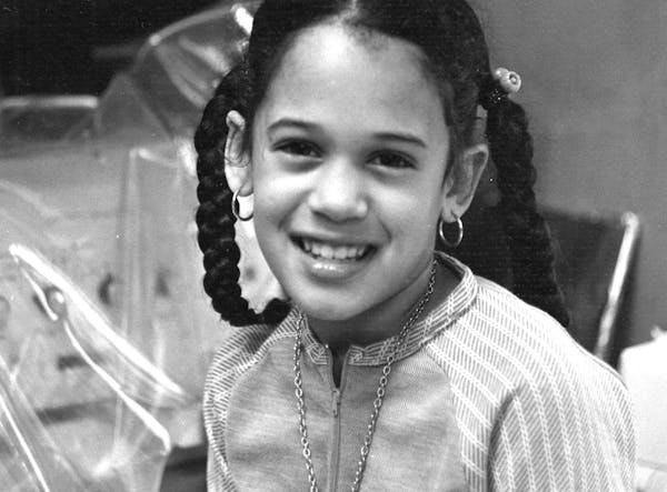 This undated photo provided by the Kamala Harris campaign in April 2019 shows her as a child at her mother's lab in Berkeley, Calif. (Kamala Harris ca