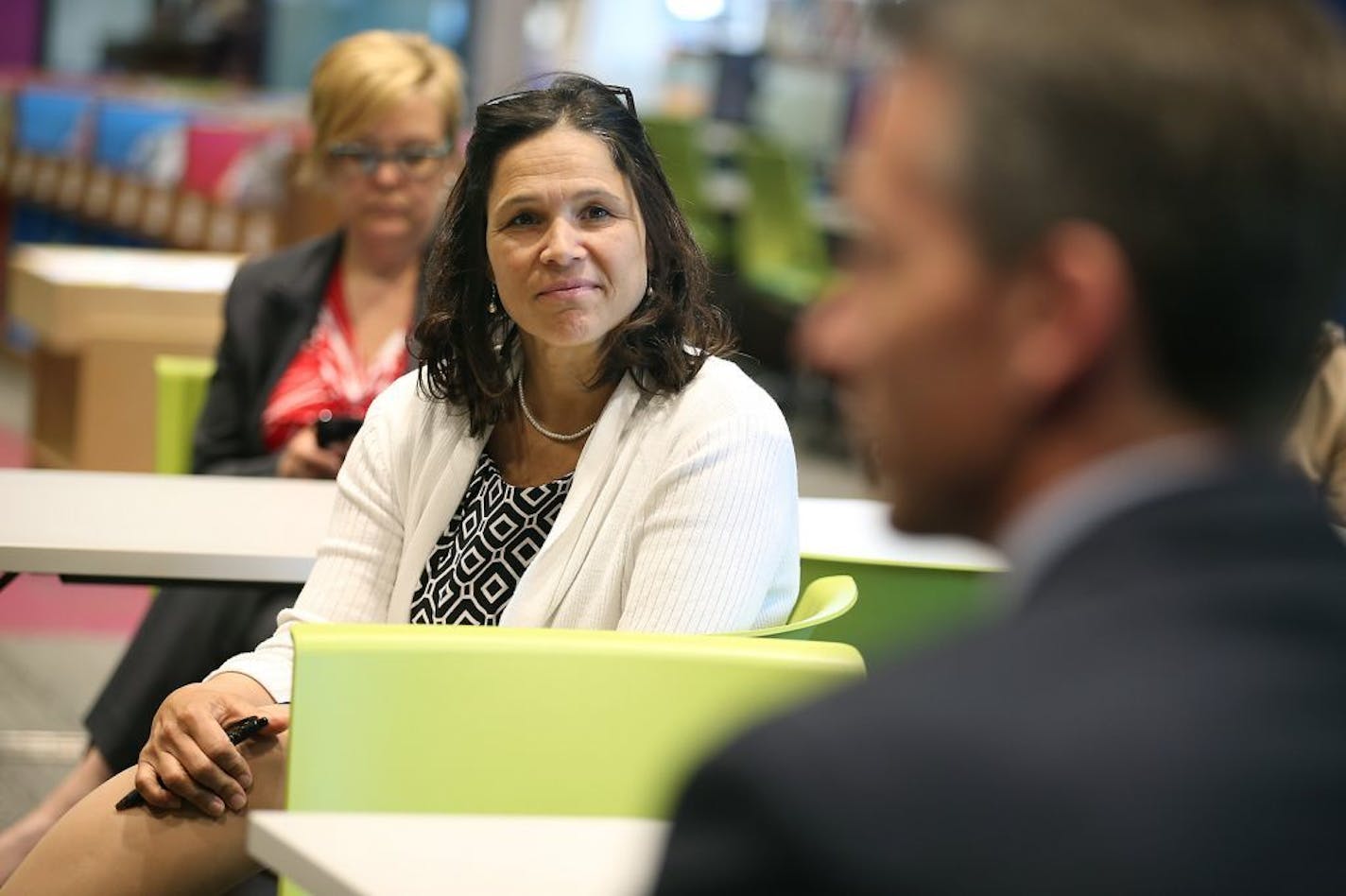 Minnesota Education Commissioner Brenda Cassellius listened to other superintendent candidate during a meet and greet with the community at the Walker Hennepin County Library, Monday, May 16, 2016 in Minneapolis, MN.