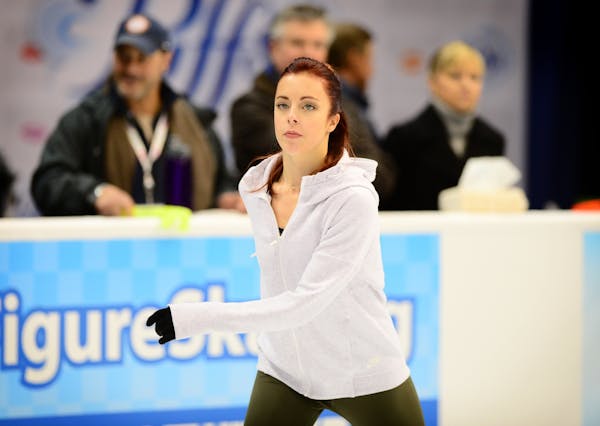 3-time U.S. national champion Ashley Wagner skated onto the ice at the start of the Championship Ladies Group B practice session Wednesday.