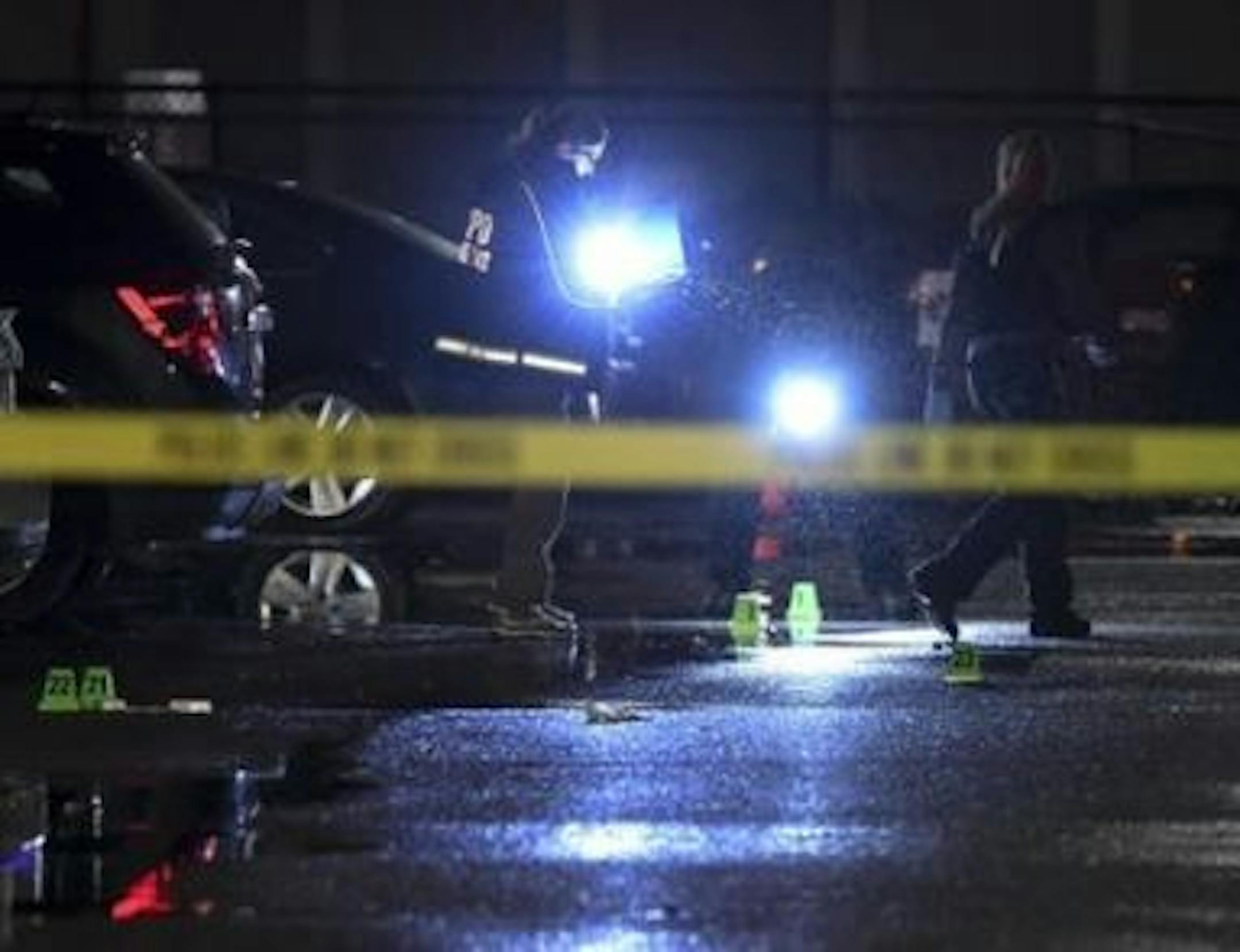Police searched for evidence last week at a shooting scene in south Minneapolis. Credit: Aaron Lavinsky, Star Tribune
