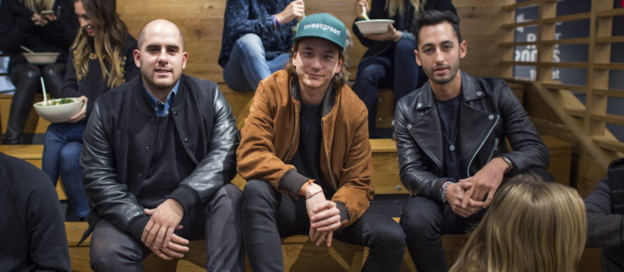 ** PHOTO MOVED IN ADVANCE AND NOT FOR USE - ONLINE OR IN PRINT - BEFORE NOV. 30, 2014. ** From left: Nicolas Jammet, Nathaniel Ru and Jonathan Neman, founders of the fast-casual farm-to-table salad chain Sweetgreen, in New York, Nov. 21, 2014. Sweetgreen is up to 27 locations and has secured expansion financing from an investor typically focused on tech-sector startups. (Joshua Bright/The New York Times)