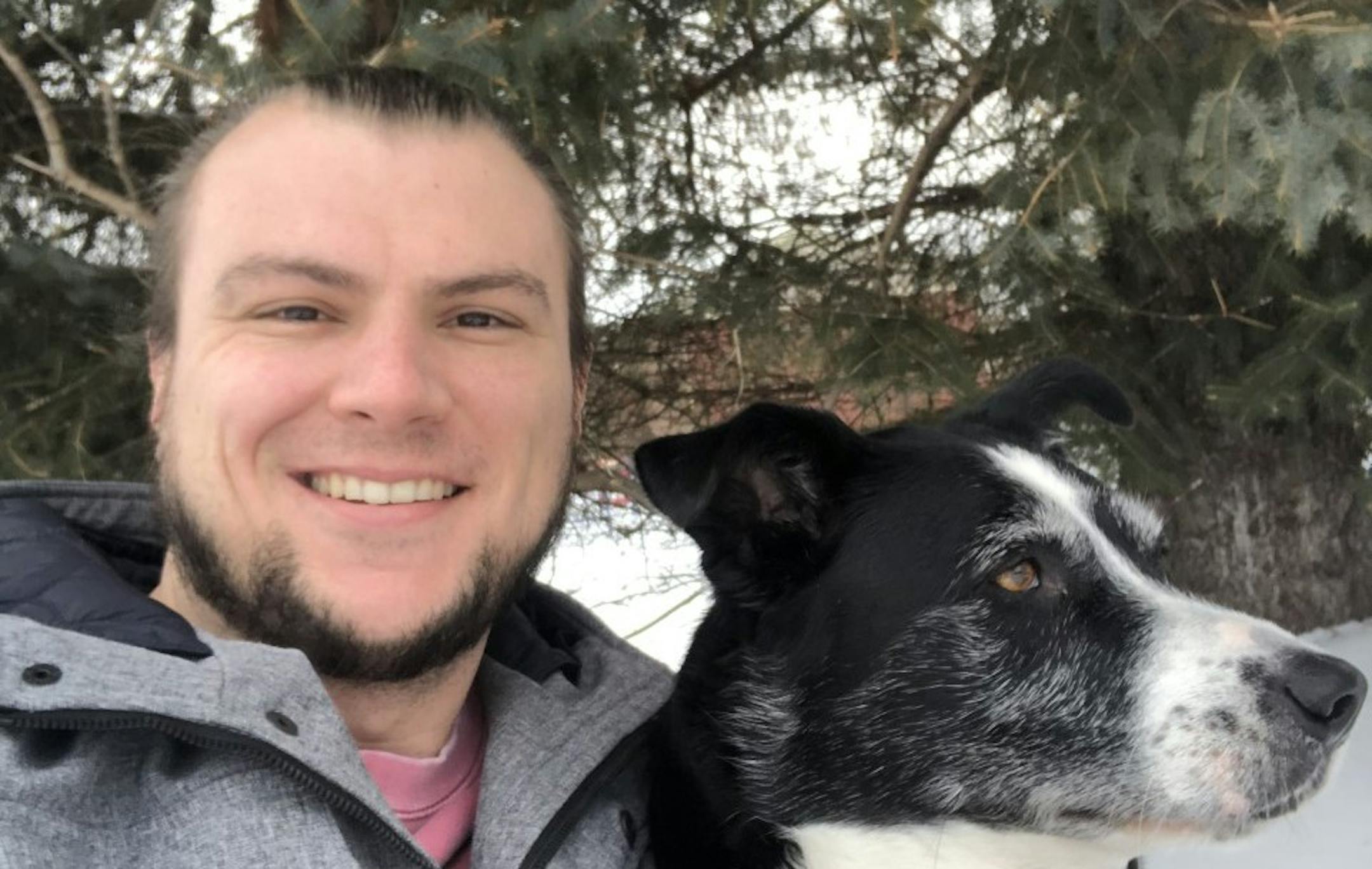 Wesley Wierson and his dog, Layla. WIerson hopes to develop a treatment for cancer in dogs. , Courtesy of LEAH Laboratories.