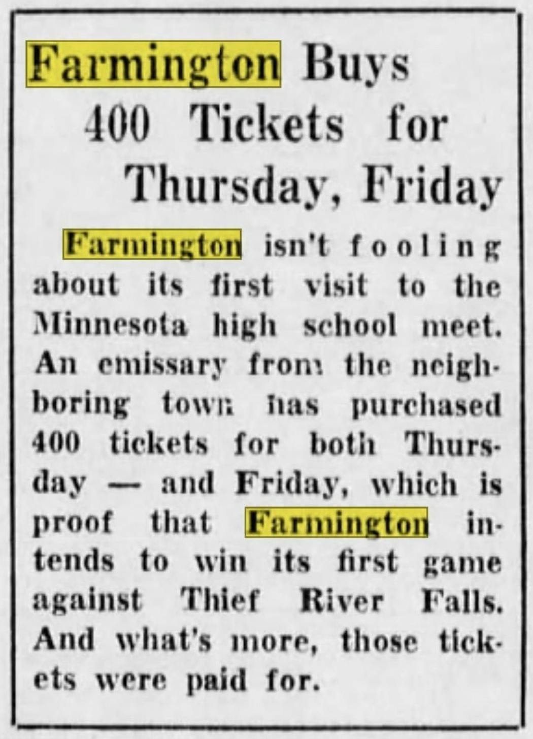Local media made it clear there was interest in Farmington's 1937 team.