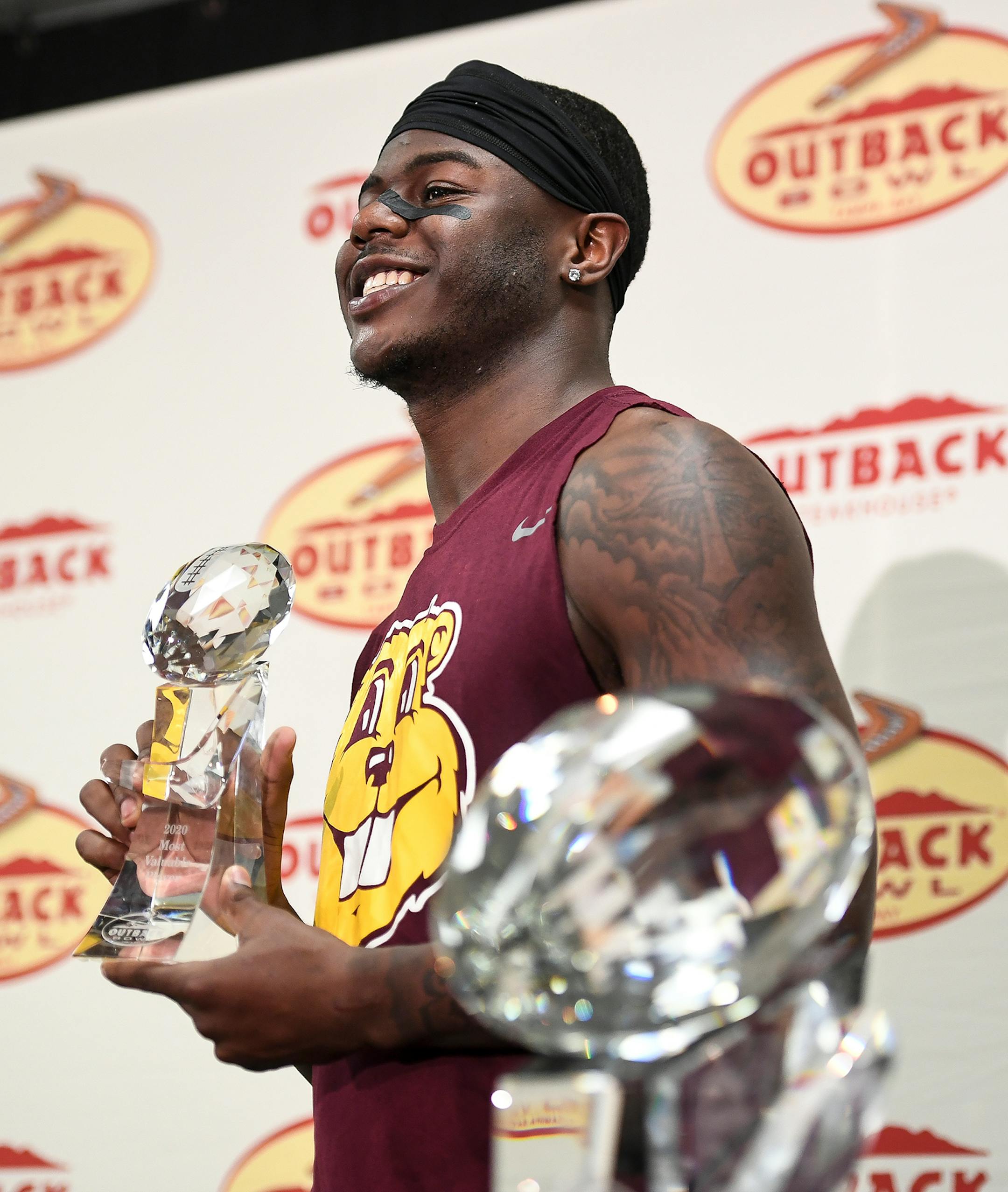 Minnesota Gophers wide receiver Tyler Johnson (6) was named MVP of the Outback Bowl.