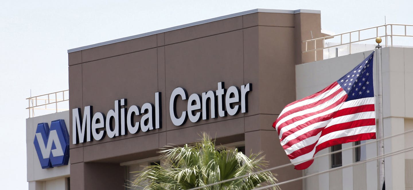 This photo from Saturday, May 17, 2014 shows the Department of Veterans Affairs in Phoenix. The Veterans Affairs Inspector General's office said late Tuesday, May 20, 2014, that 26 facilities are being investigated nationwide &#xf3; up from 10 just last week &#xf3; including a hospital in Phoenix, Arizona, where 40 veterans allegedly died while waiting for treatment and staff there kept a secret list of patients waiting for appointments to hide delays in care. (AP Photo/Matt York) ORG XMIT: MIN2