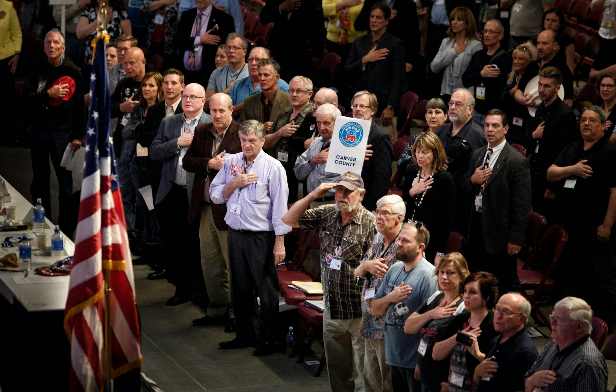 Delegates recited the pledge of allegiance at the beginning of the convention.