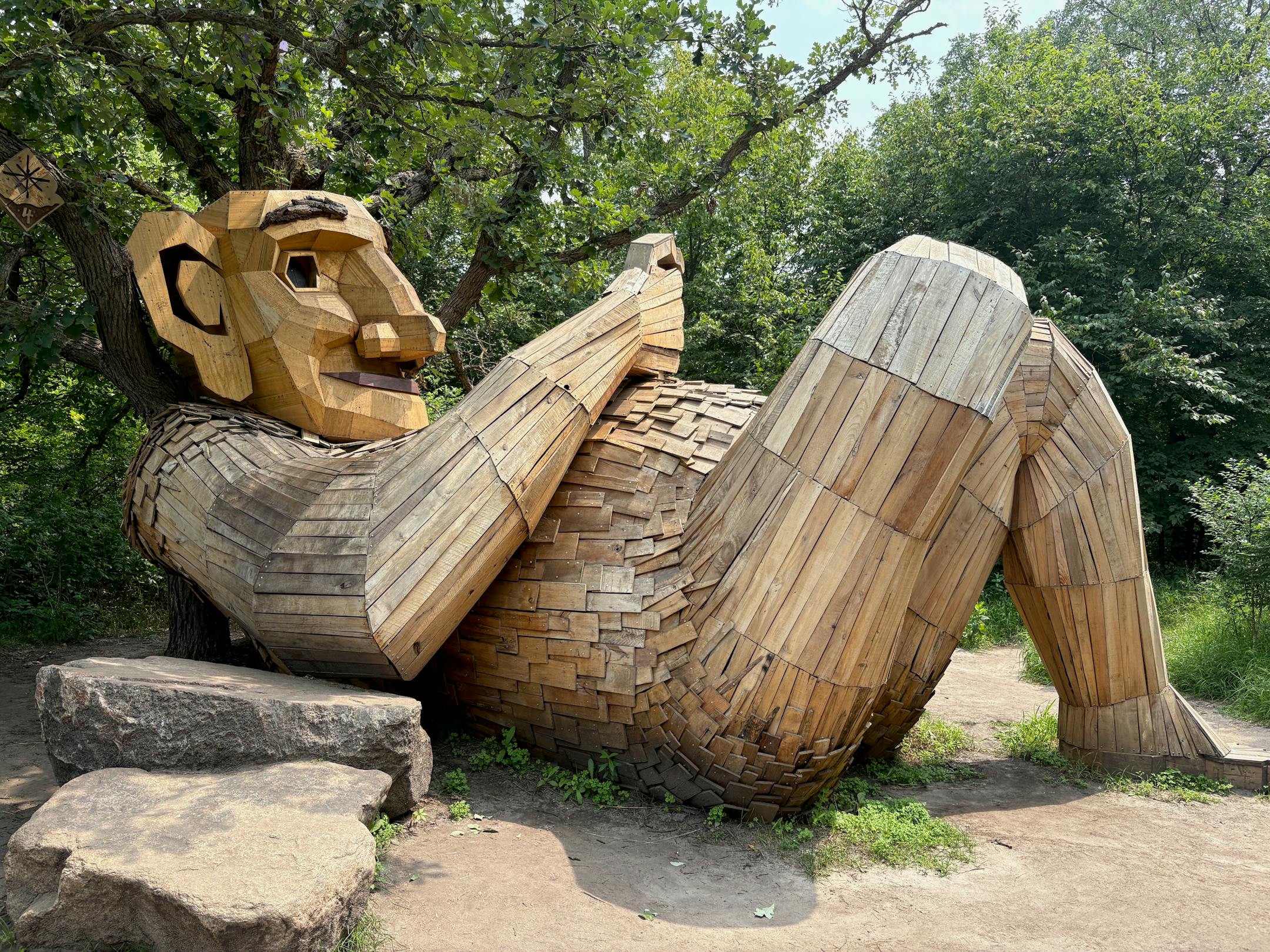 The troll known as Jacob Everear, created by Danish artist Thomas Dambo, in Frazee, Minn.