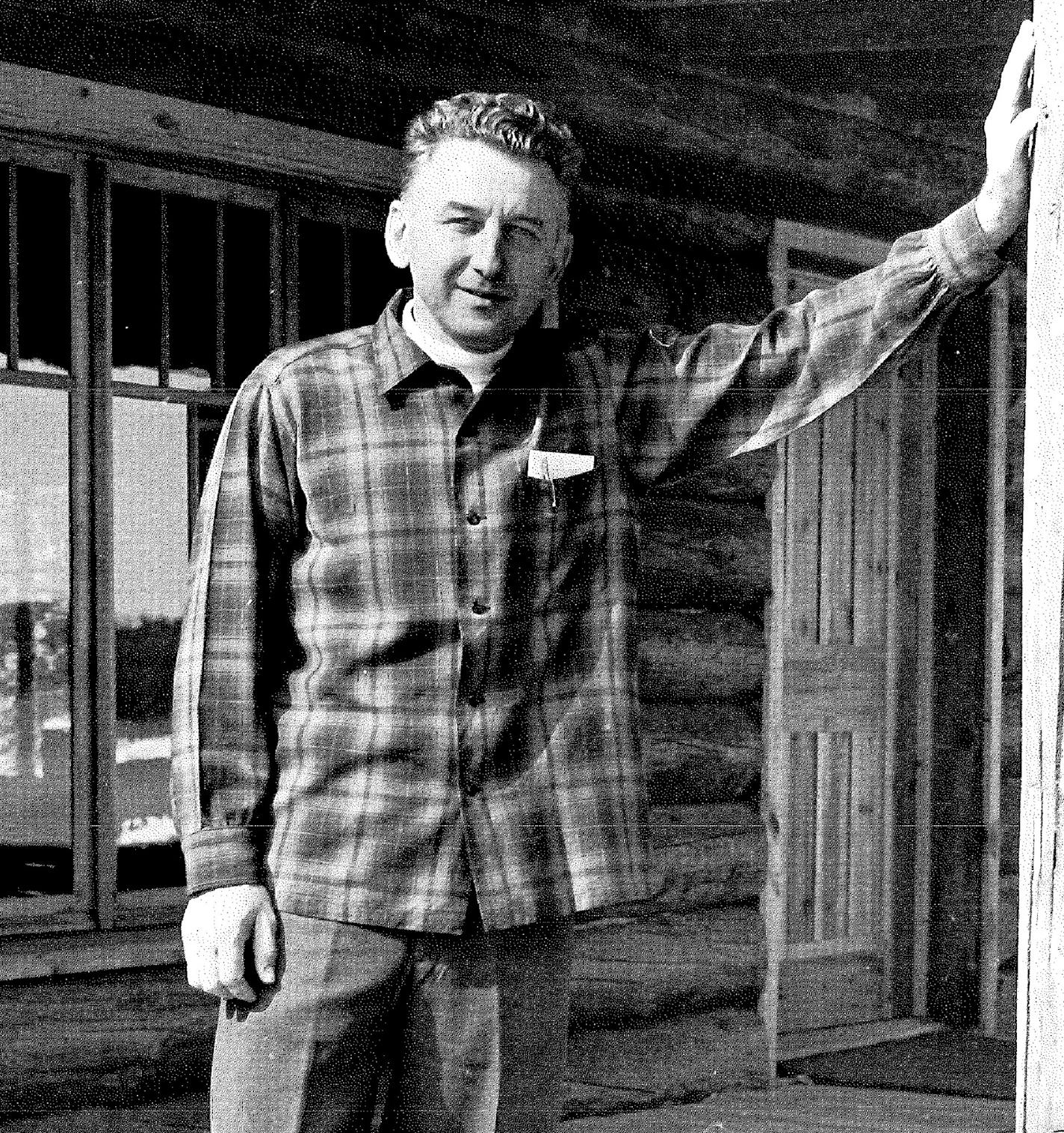 Emery Bulinski - ~ dad on the porch of the newly constructed Snowbank Lodge. 1967