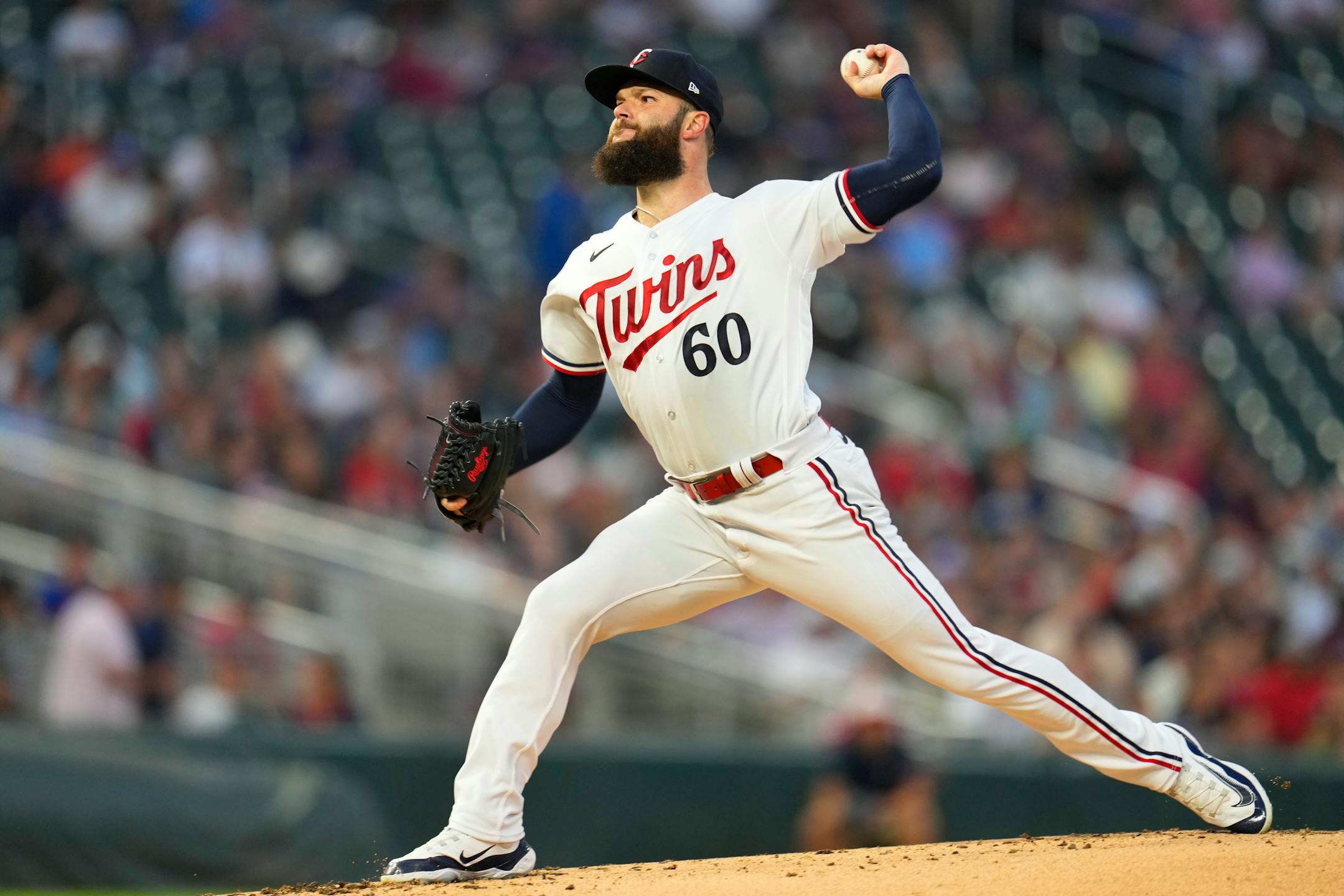 Minnesota Twins starting pitcher Dallas Keuchel delivers to a New York Mets batter during the second inning of a baseball game Friday, Sept. 8, 2023, in Minneapolis. (AP Photo/Abbie Parr)